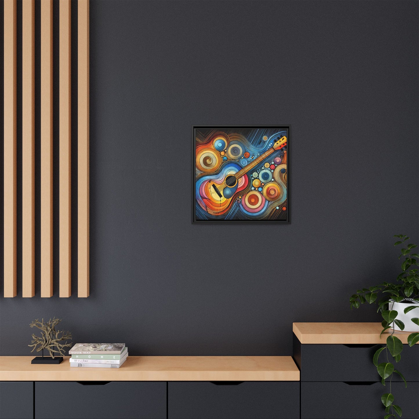 Modern Music-Themed Print Abstract Design Unique Framed Canvas Print Guitar Wall Art Music Lover Gift Decor 3 frame colors