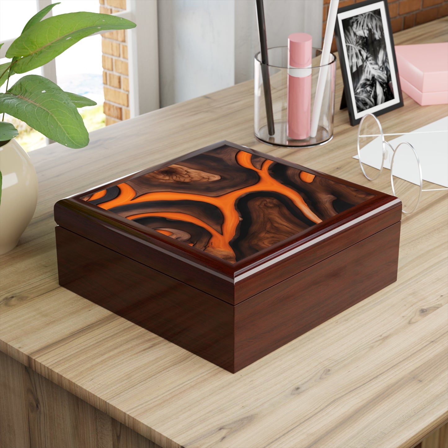 Unique Art Print Design Jewelry Box Trinket Box Bedroom Dresser Decor Vanity Gift Box - 3 colors to choose from