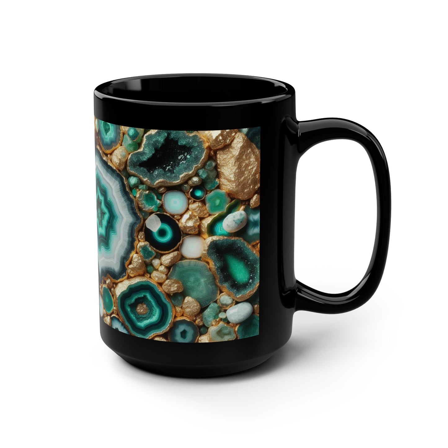 Ceramic Coffee Mug Quartz-Inspired Agate Image Nature Lover Ceramic Unique Colorful Teacup Geode Rock Gemstone Lover Ceramic 15 oz Mug