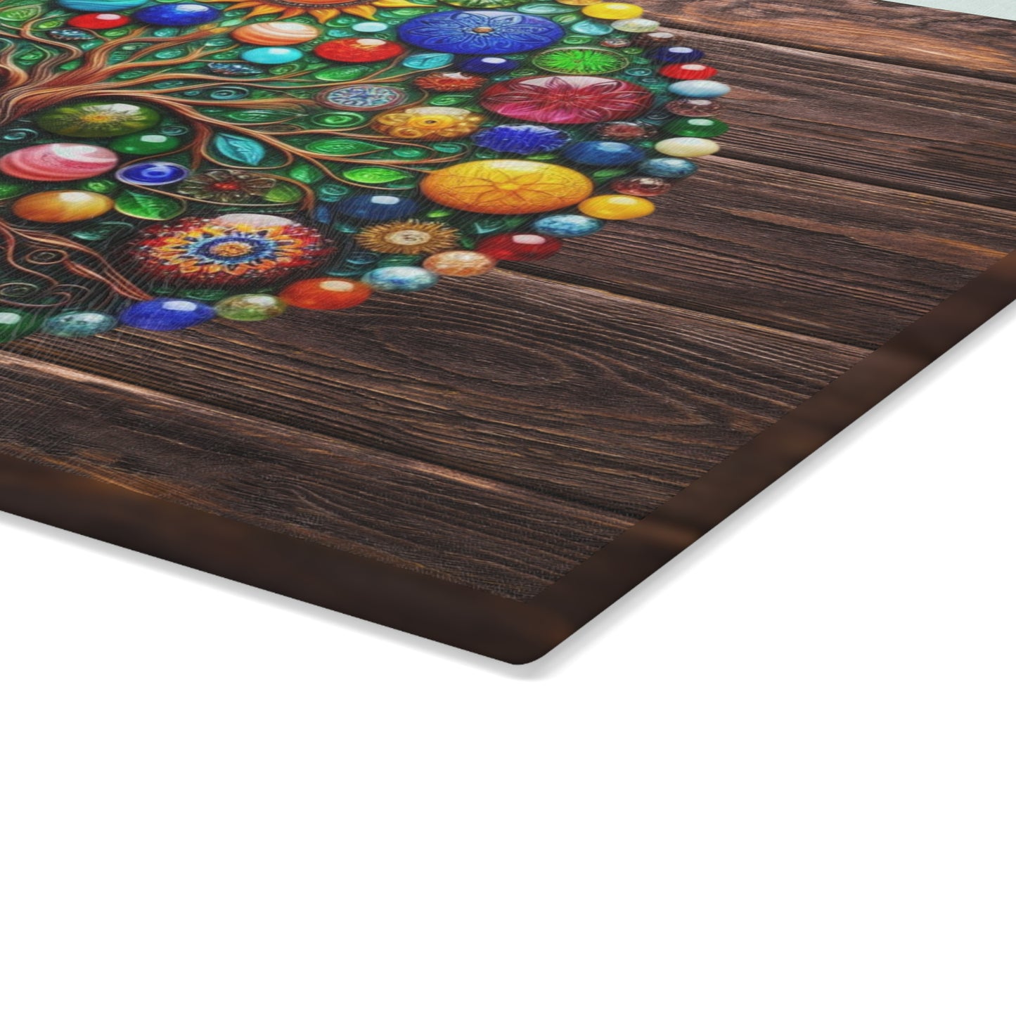 Glass Kitchen Decor Glass Cutting Board Serving Tray with Tree of Life Design Cutting Board Gift for Home Cook Glass Charcuterie Board