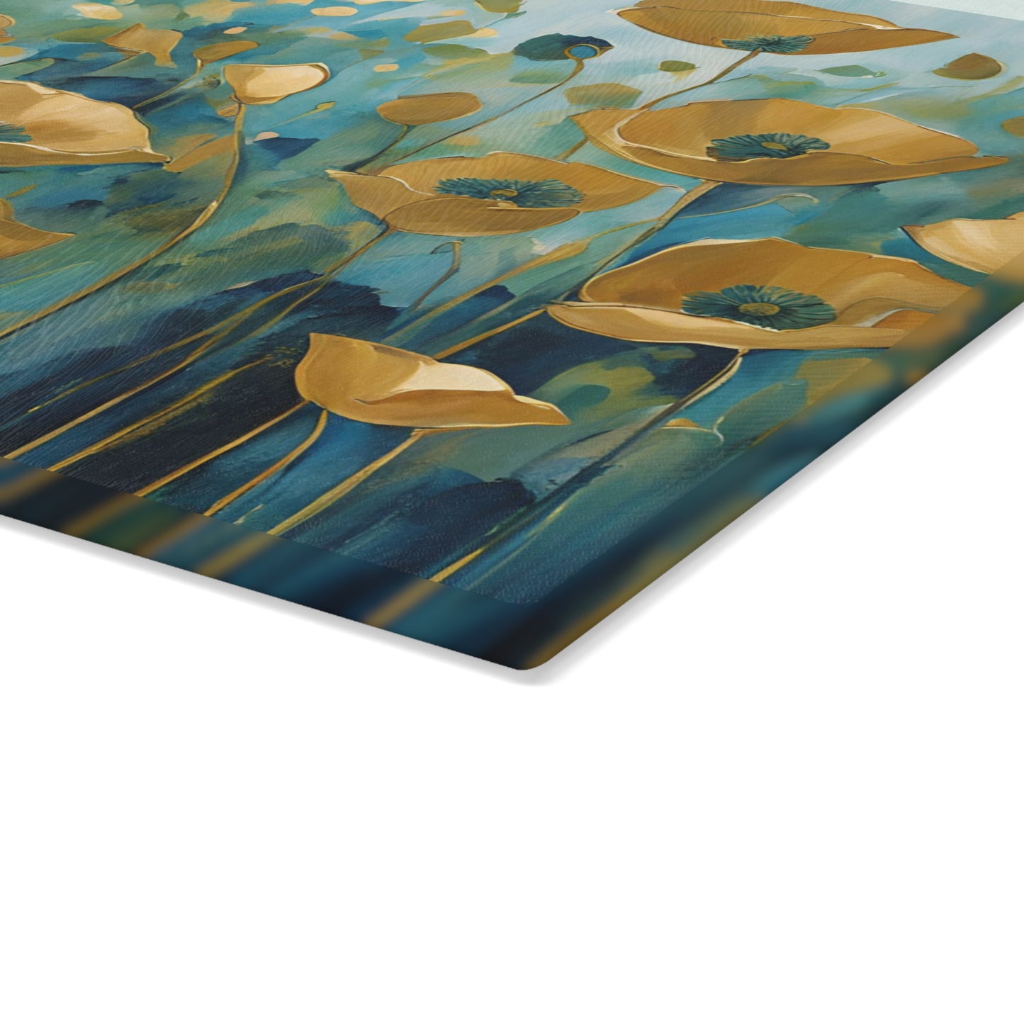 Kitchen Decor Glass Cutting Board Serving Tray with Field of Flowers Pattern Cutting Board Gift for Home Cook Charcuterie Board