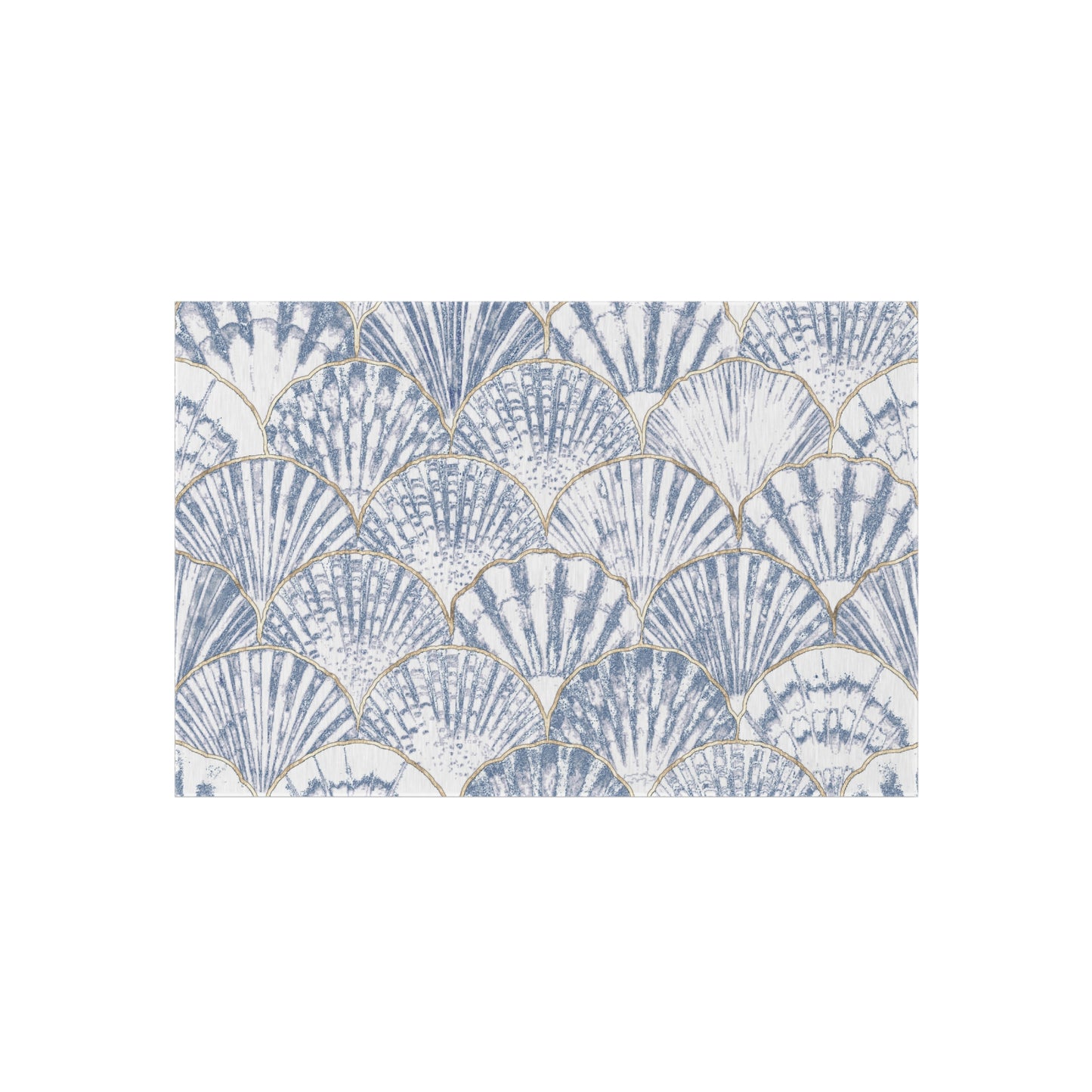 Clamshell Design Chenille Outdoor Rug with No-Skid Backing Cozy Outdoor Patio Carpet Oceanic Decor Gazebo Rug Pool Area Decor Kitchen Carpet