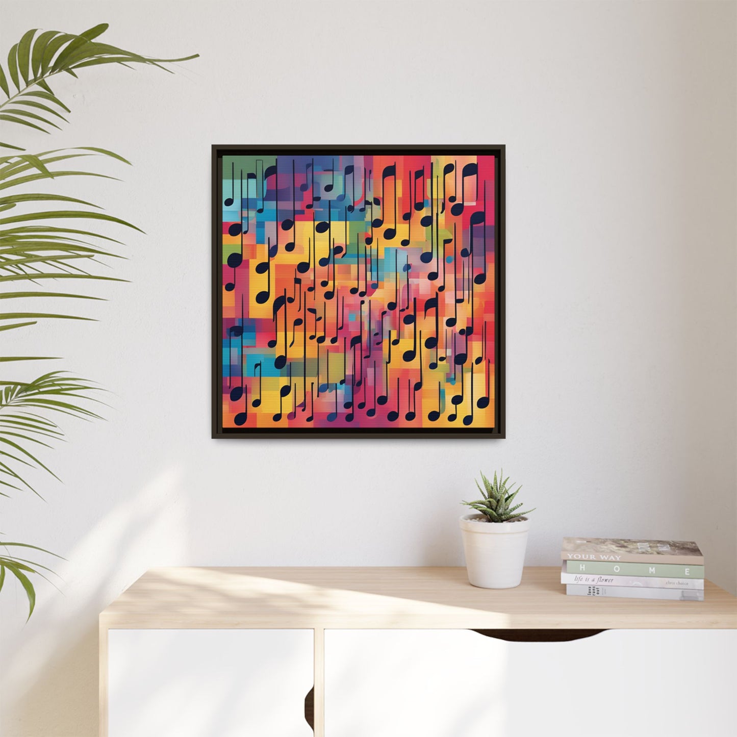 Modern Music-Themed Print Abstract Design Unique Framed Canvas Print Treble Clef Note Wall Art Music Lover Gift Decor 3 frame colors