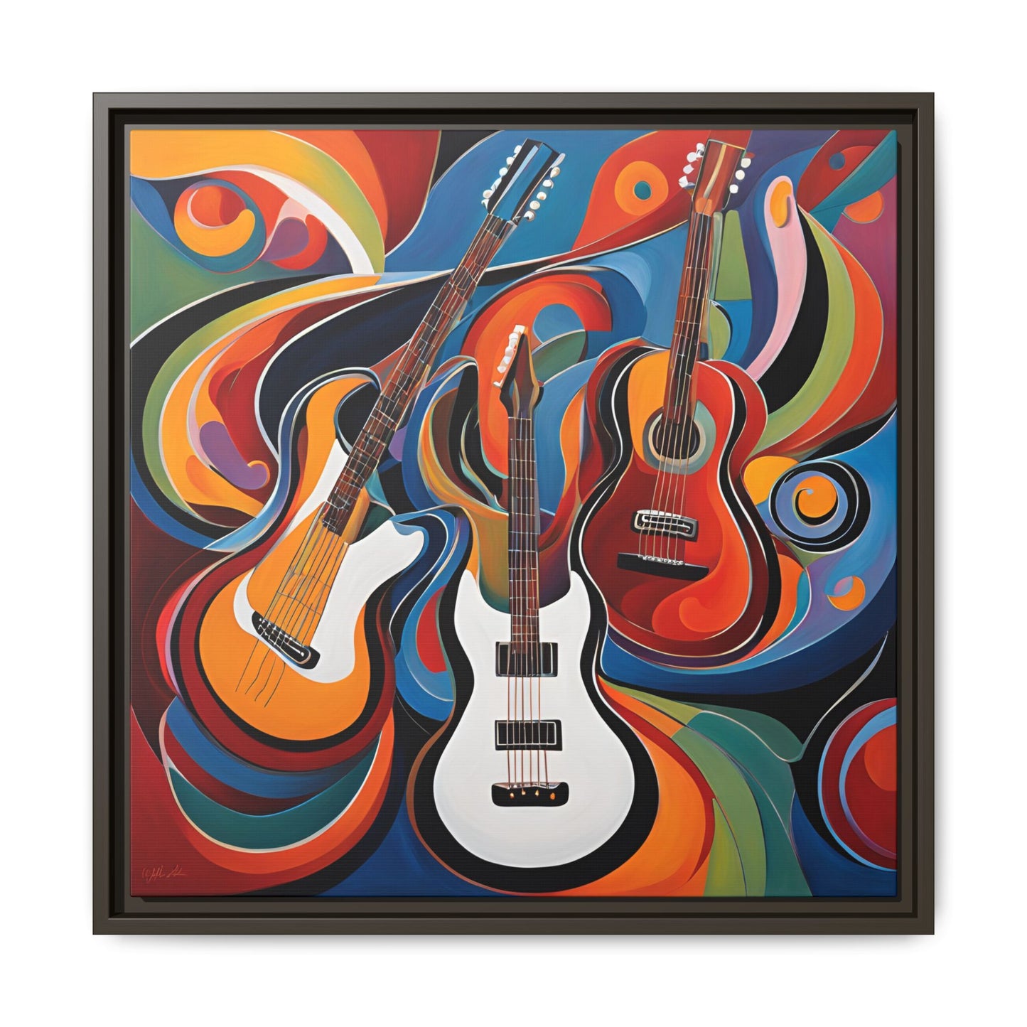 Modern Music-Themed Print Abstract Design Unique Framed Canvas Print Guitar Wall Art Music Lover Gift Decor 3 frame colors