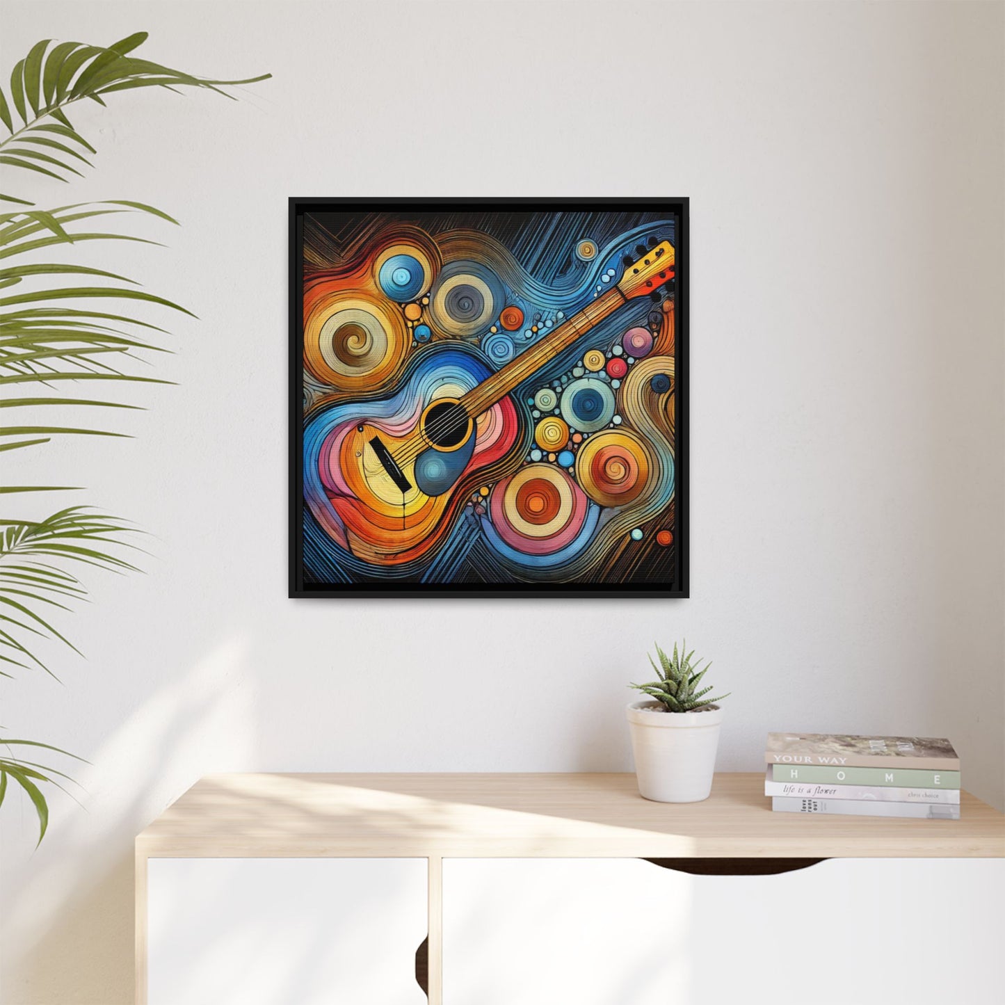 Modern Music-Themed Print Abstract Design Unique Framed Canvas Print Guitar Wall Art Music Lover Gift Decor 3 frame colors
