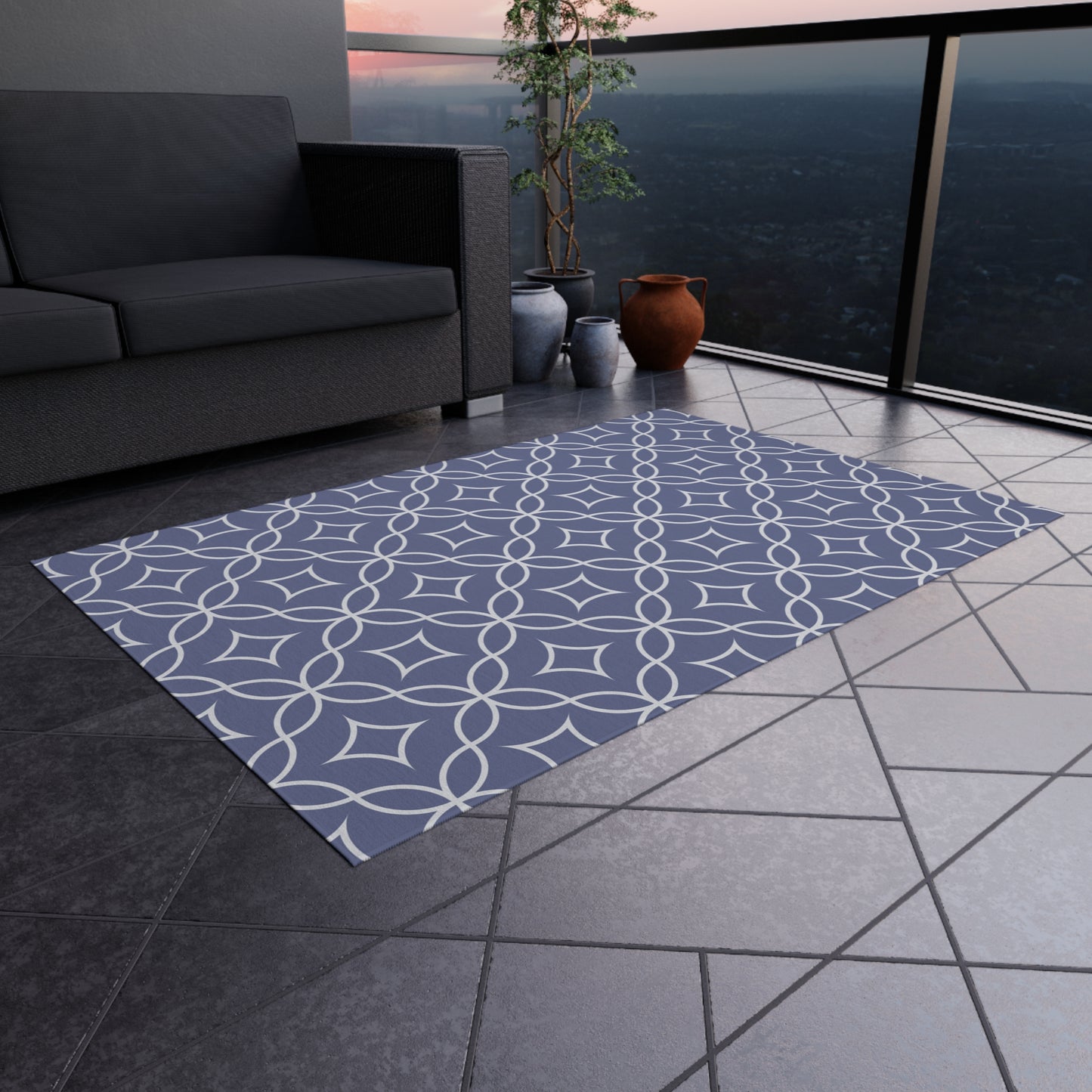 Chenille Outdoor Rug with No-Skid Backing Cozy Outdoor Carpet Grey Patio Decor Gazebo Rug Pool Area Decor Outdoor Kitchen Carpet