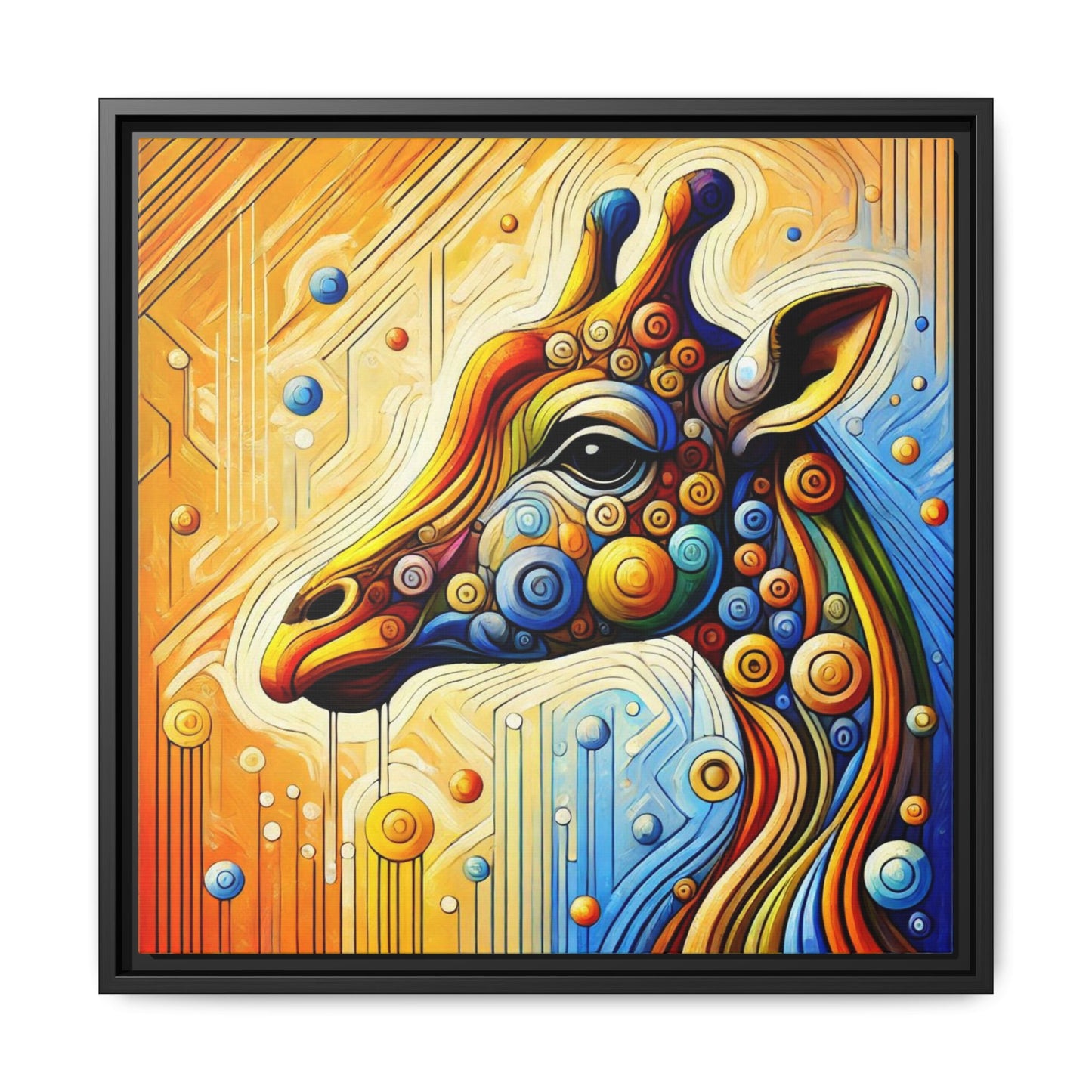 Modern Giraffe Print Abstract Design Unique Framed Canvas Print African Wall Art Animal Lover Gift Nature Lover Decor 3 frame colors