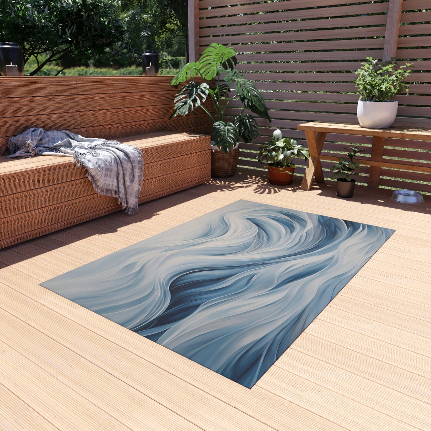Chenille Outdoor Rug with No-Skid Backing Cozy Outdoor Carpet Patio Decor Gazebo Rug Pool Area Decor Outdoor Kitchen Carpet