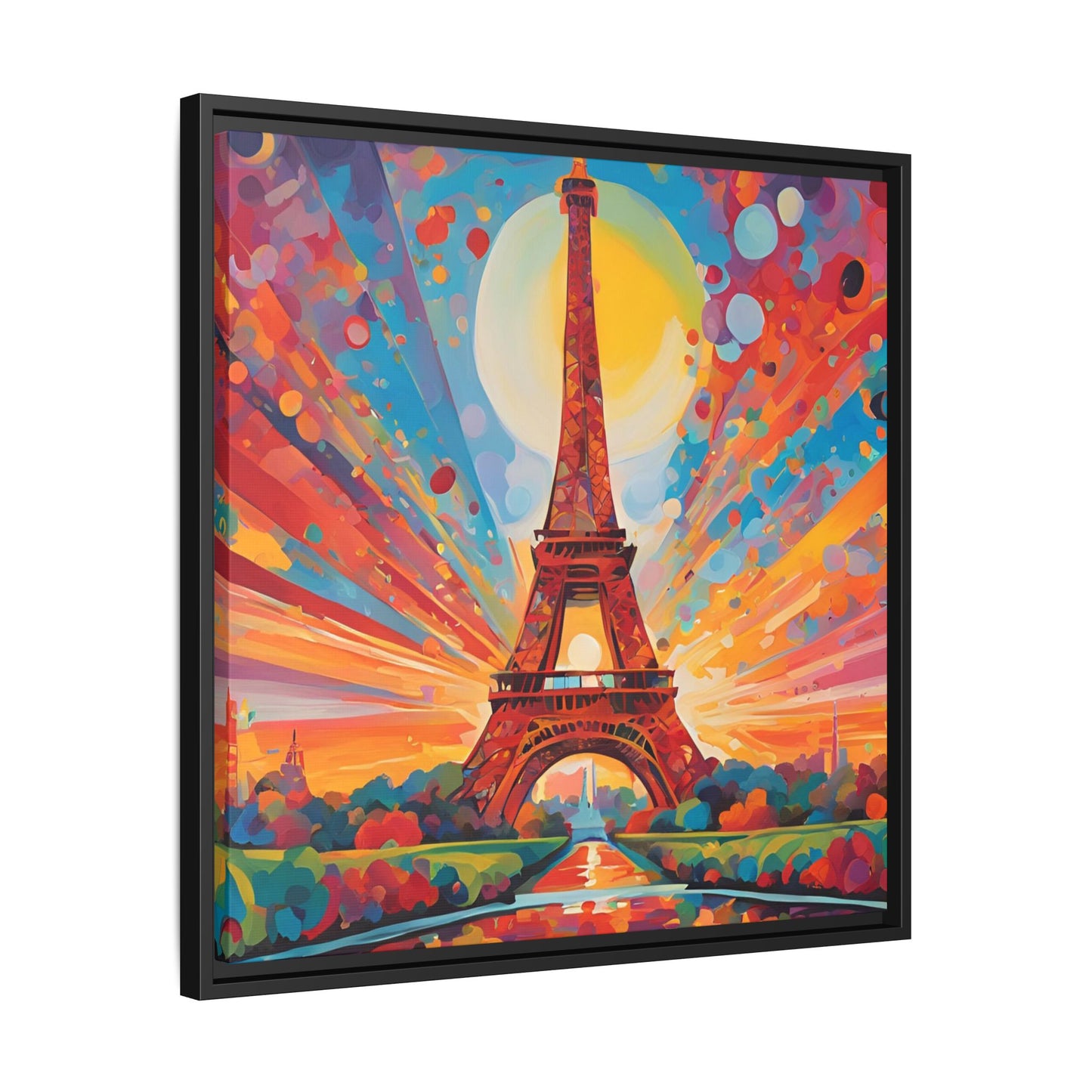 Modern Abstract Eiffel Tower Design Unique Framed Colorful Canvas Landscape Wall Art Paris France Gift Nature Lover Gift 3 frame colors
