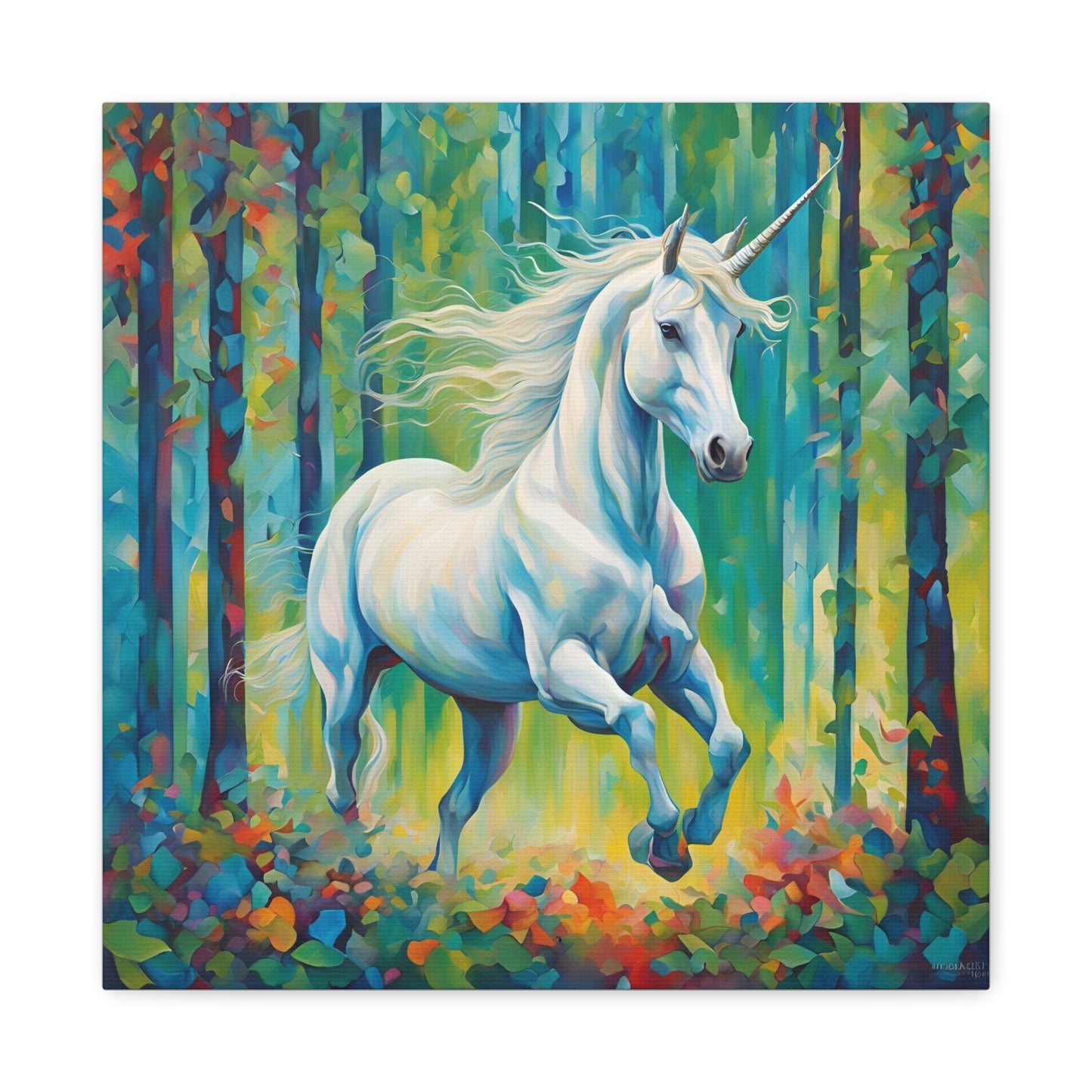 Unicorn Print Wall Art | Matte Canvas, Stretched, 1.25" | Fantasy Anime Modern Art Print Mystical Creature Gift