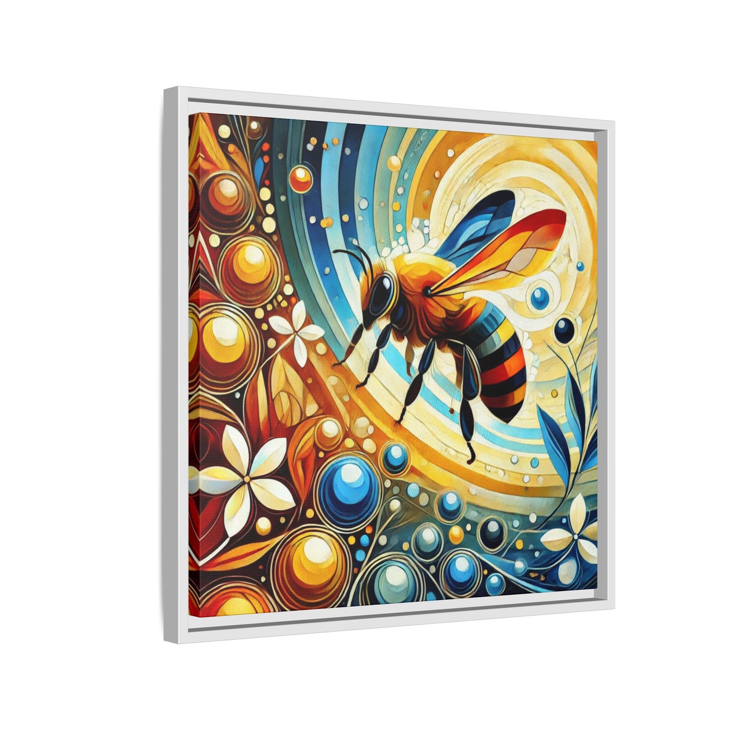 Modern Bee Print Abstract Design Unique Framed Canvas Print Insect Lover Wall Art Animal Lover Nature Lover Decor 3 frame colors