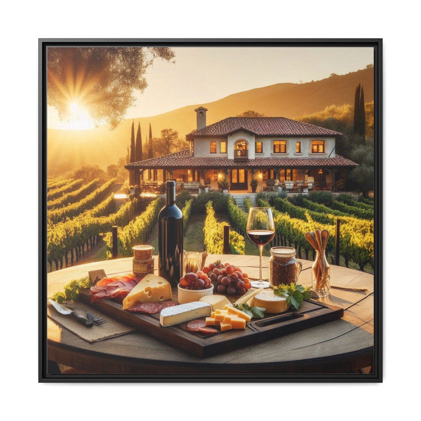 Vineyard Design Unique Framed Canvas Wall Art Gift Nature Lover Landscape Decor Wine Lover Gift Grape Vines Image 3 frame colors