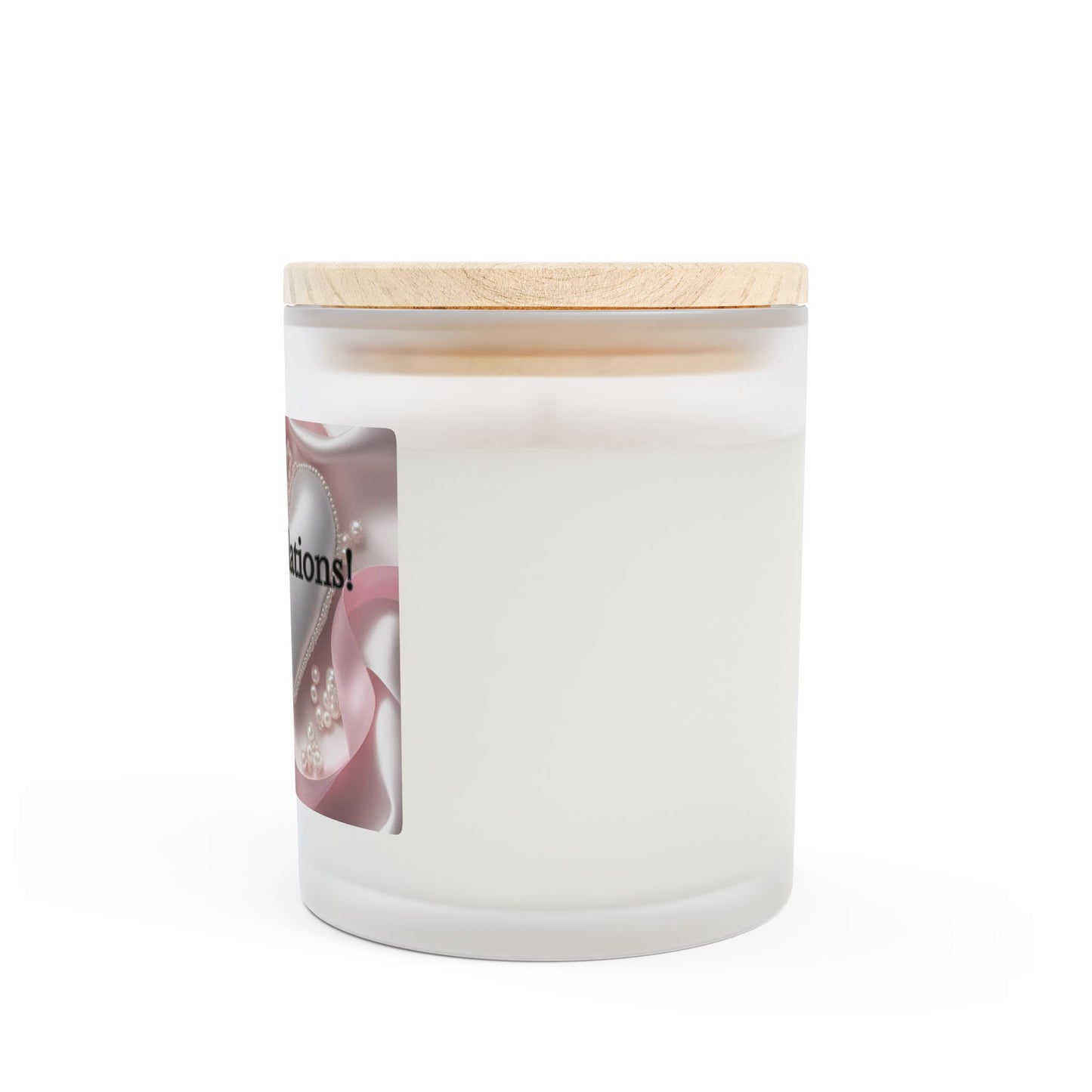 Artisanal Coconut Soy Frosted Glass Candle with Wooden Wick and Raw Maple Lid 11 oz Hand Poured Congratulations Candle 50 hr burn time