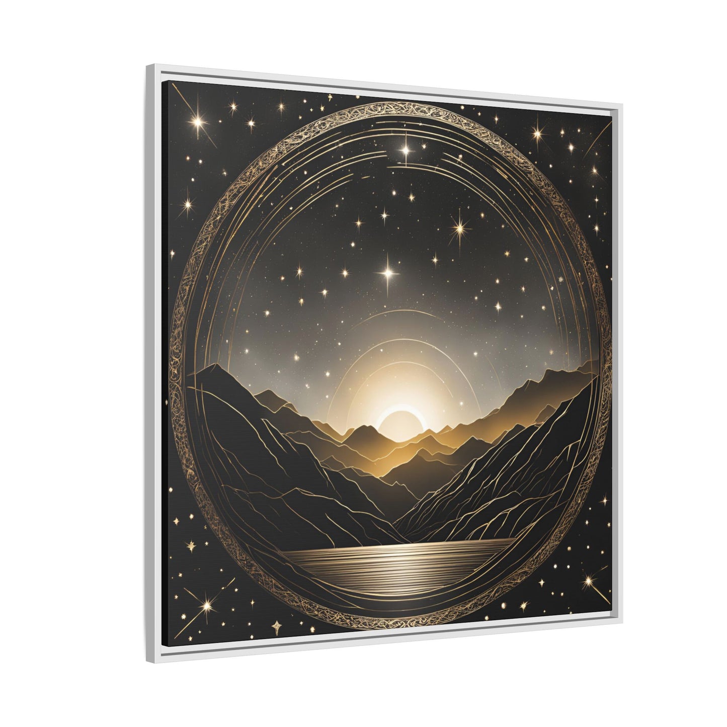 Boho Celestial Design Unique Framed Canvas Wall Art Sun and Stars Astrological Gift Nature Lover Gift Astronomy Gift 3 frame color choices