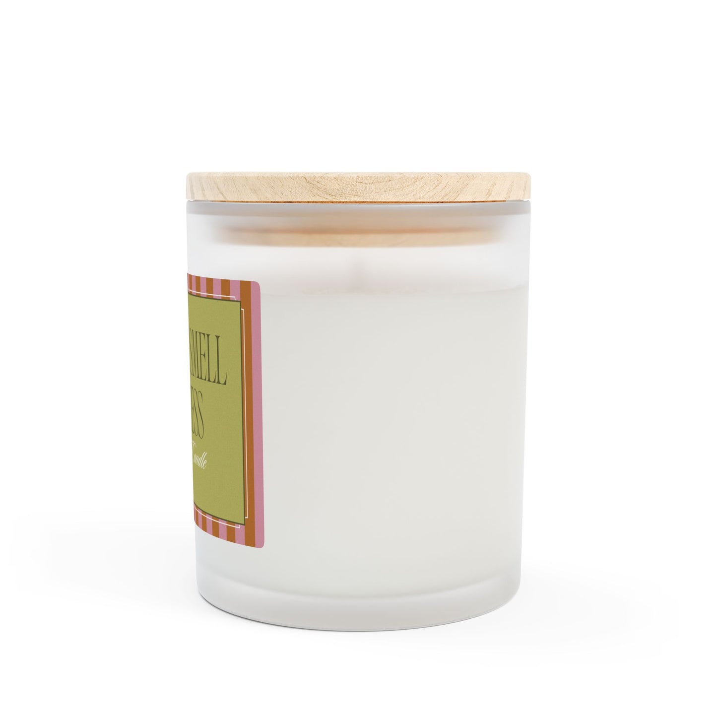 Artisanal Coconut Soy Frosted Glass Candle with Wooden Wick and Raw Maple Lid 11 oz Hand Poured Success Affirmation Candle 50 hr burn time