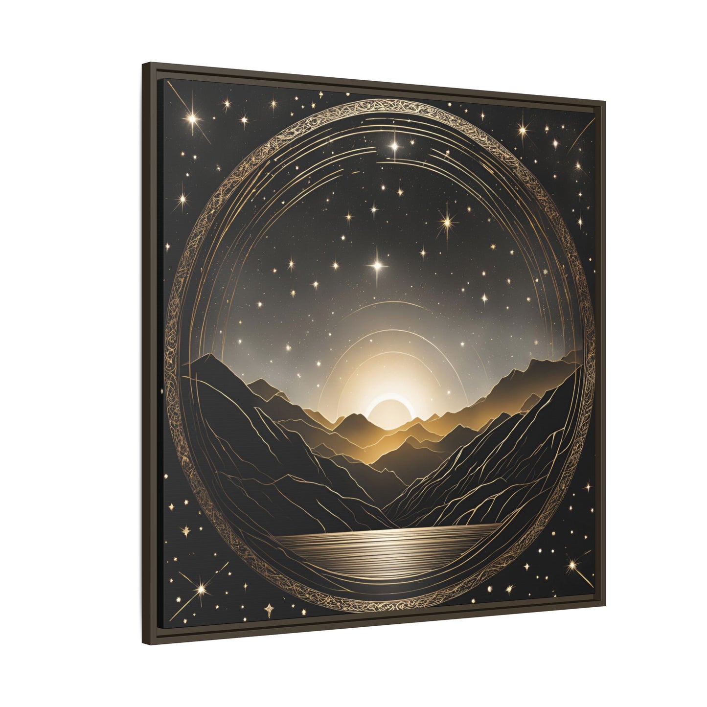 Boho Celestial Design Unique Framed Canvas Wall Art Sun and Stars Astrological Gift Nature Lover Gift Astronomy Gift 3 frame color choices
