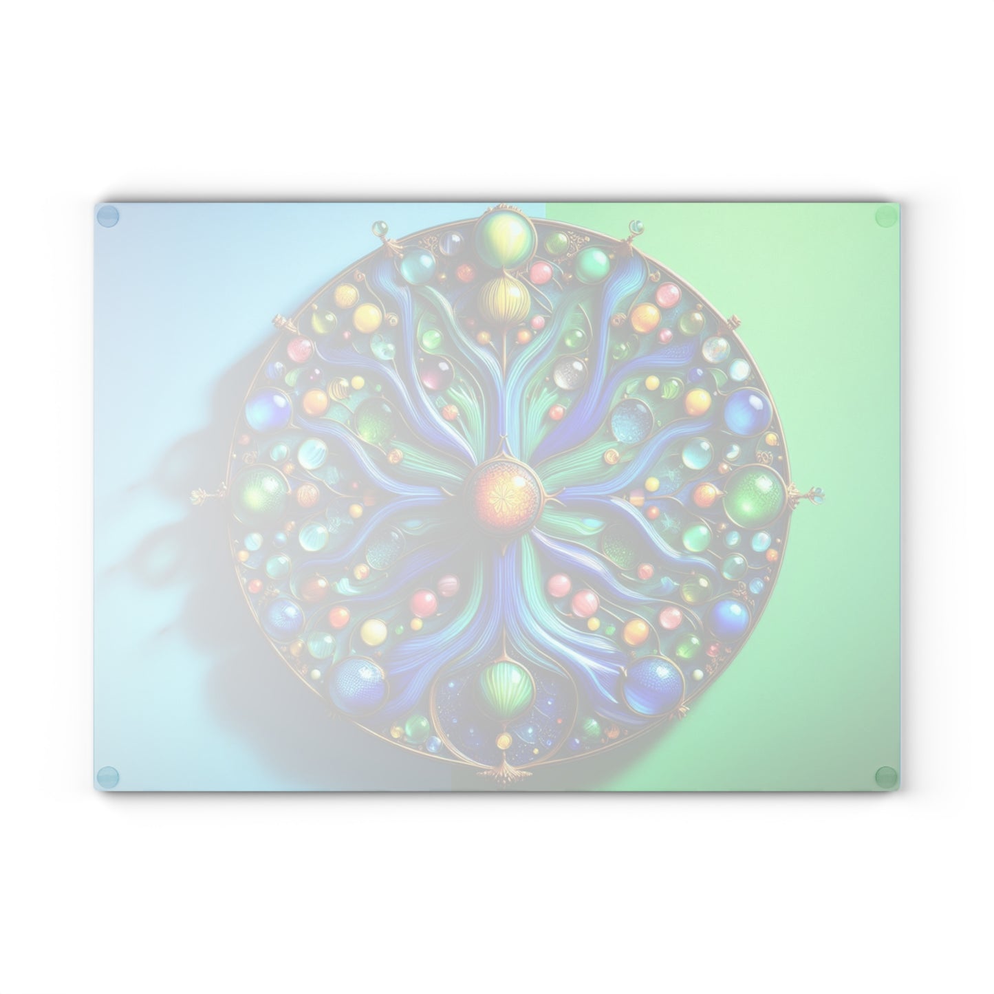 Kitchen Decor Glass Cutting Board Serving Tray with Tree of Life Design Cutting Board Gift for Home Cook Glass Charcuterie Board