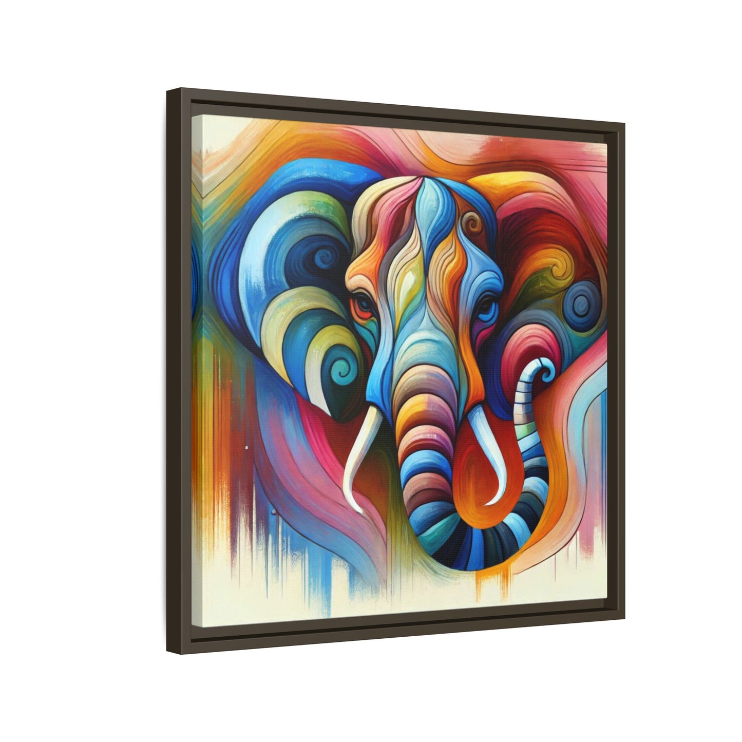Modern Elephant Print Abstract Design Unique Framed Canvas Print African Wall Art Animal Lover Gift Nature Lover Decor 3 frame colors