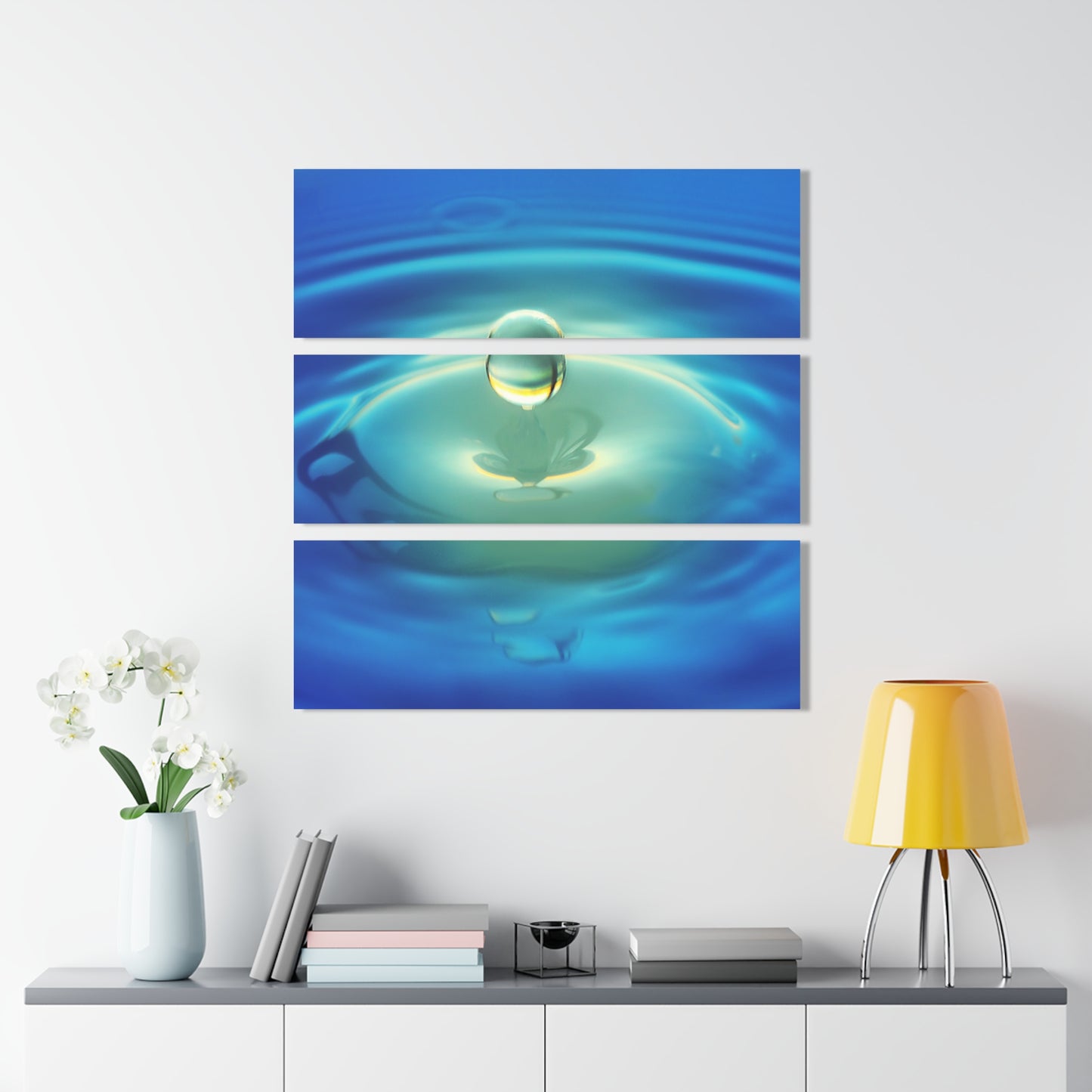 Water Droplet Modern Design Triptych Acrylic 3-Panel Print Wall Art Unique Water Themed Interior Acrylic Decor