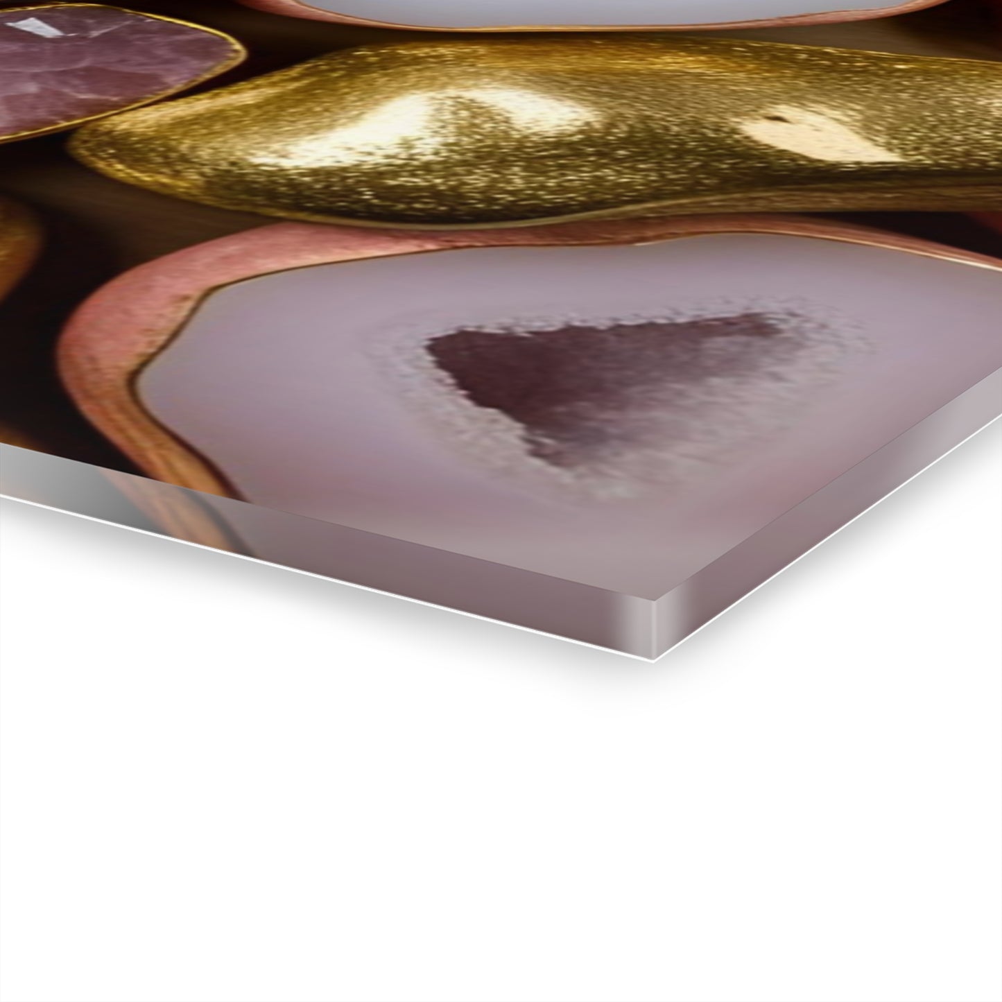 Large Pink Quartz-Inspired Design Acrylic Print Geode Look French Cleat Nature Rock Lover Wall Art Lover Gift Artwork Modern Home Decor