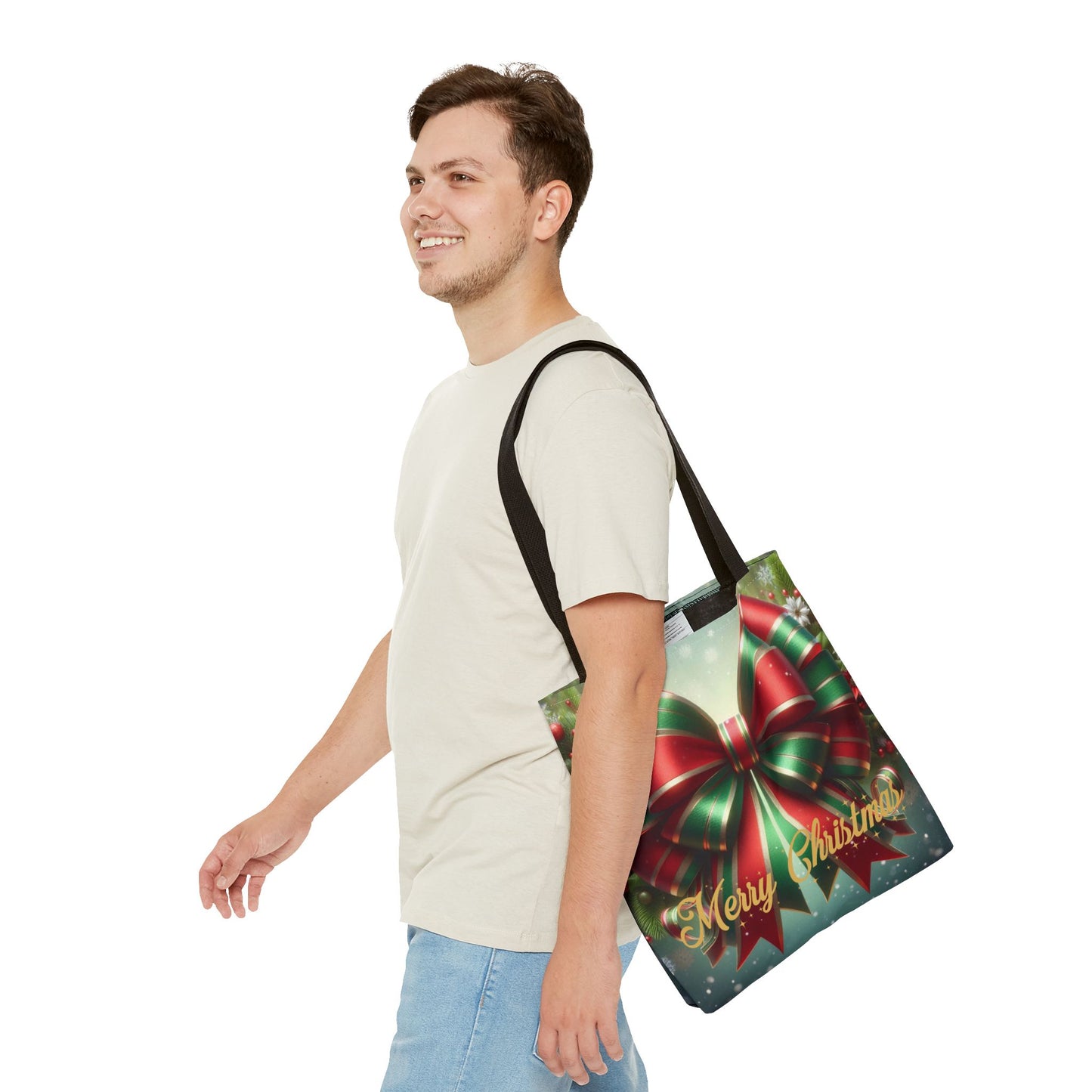Gift Wrapped Design Christmas Tote Bag Holiday Cheer Gift Winter Accessory Reusable Winter Shopping Bag Xmas Joy Gift Unisex Bag for Him Her