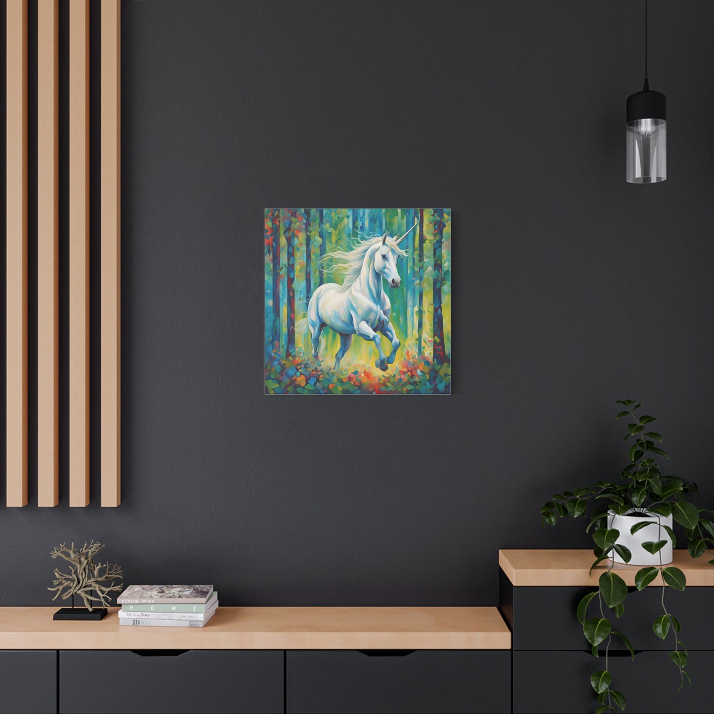 Unicorn Print Wall Art | Matte Canvas, Stretched, 1.25" | Fantasy Anime Modern Art Print Mystical Creature Gift