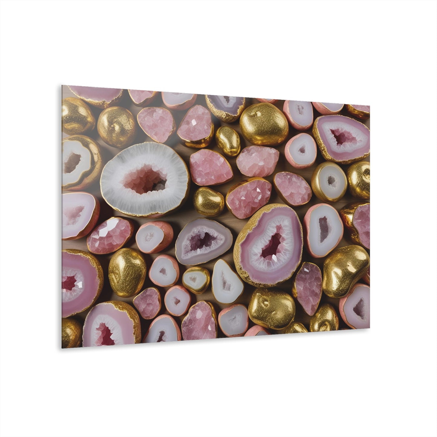 Large Pink Quartz-Inspired Design Acrylic Print Geode Look French Cleat Nature Rock Lover Wall Art Lover Gift Artwork Modern Home Decor