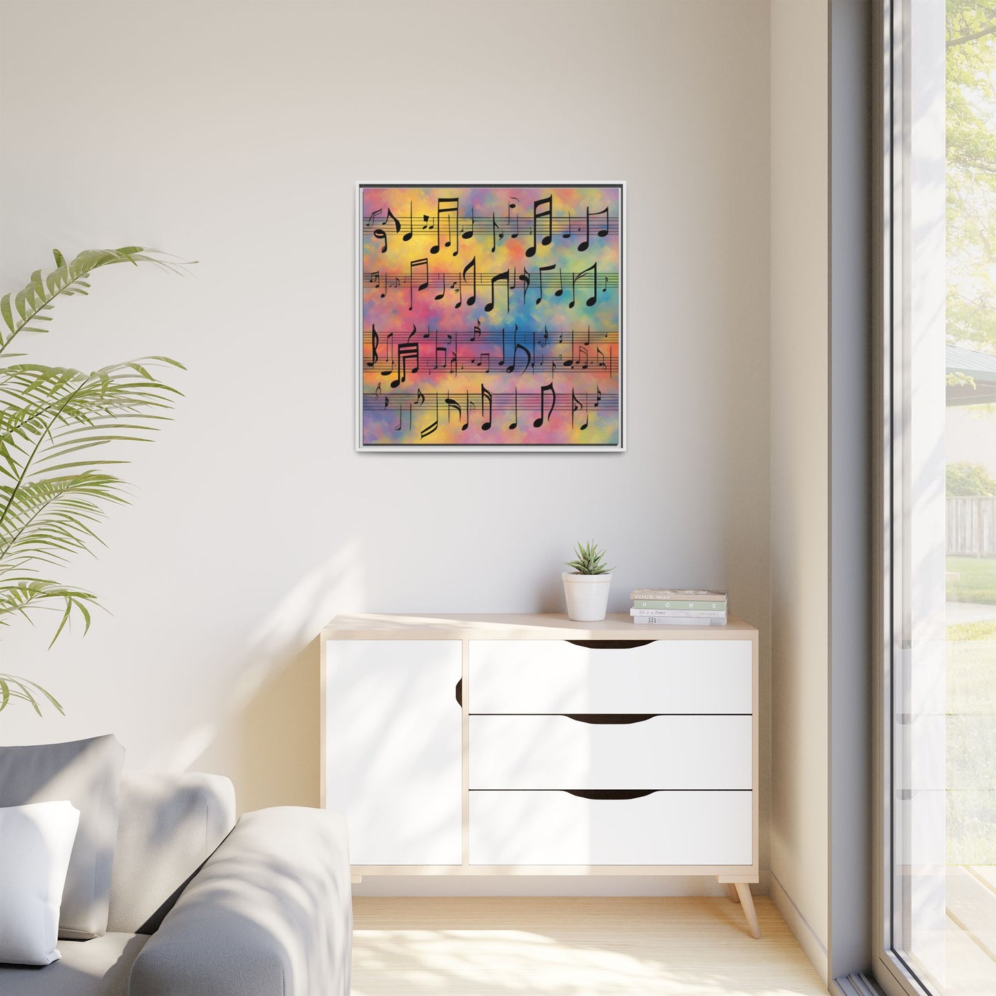 Modern Music-Themed Print Abstract Design Unique Framed Canvas Print Sheet Music Wall Art Music Lover Gift Decor 3 frame colors