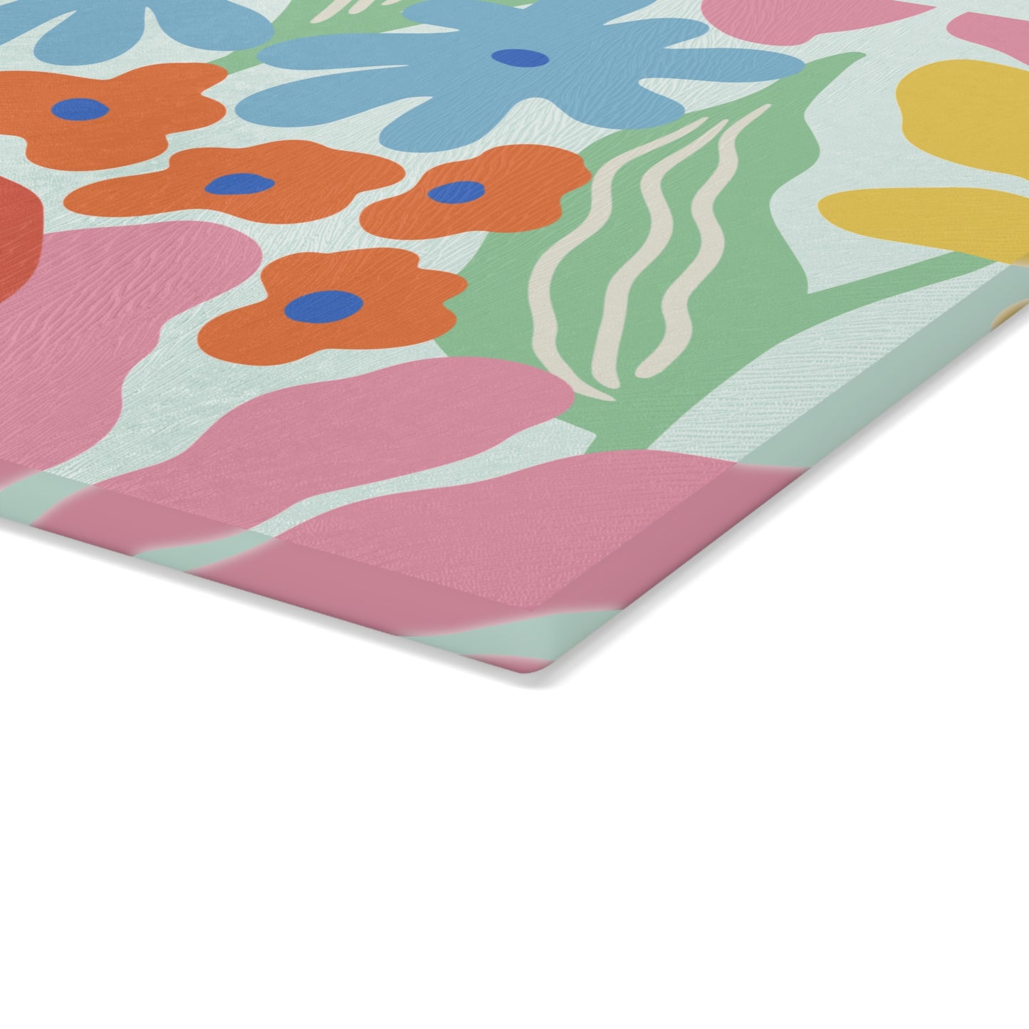 Retro Boho Kitchen Decor Glass Cutting Board Serving Tray with Floral Design Cutting Board Gift for Home Cook Fun Flower Charcuterie Board