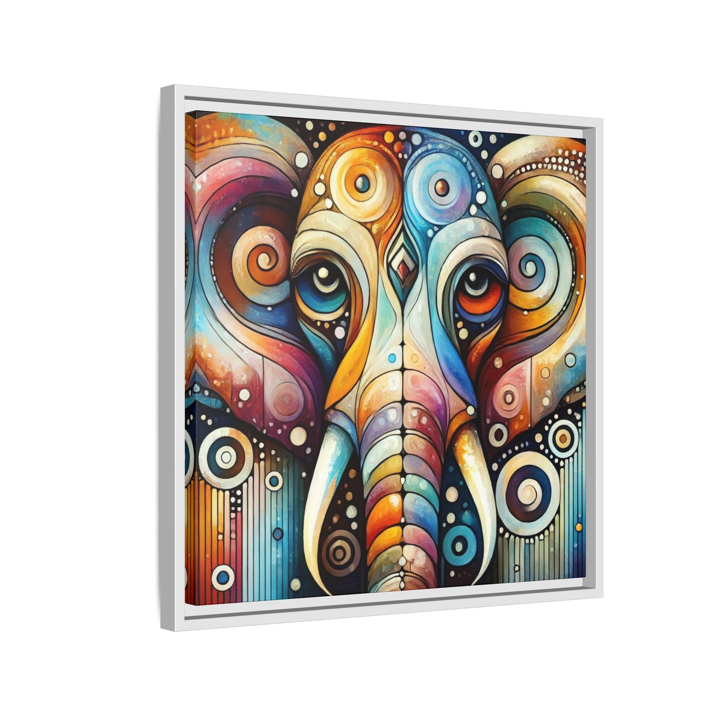 Modern Elephant Face Print Abstract Design Unique Framed Canvas Print African Wall Art Animal Lover Nature Lover Decor 3 frame colors