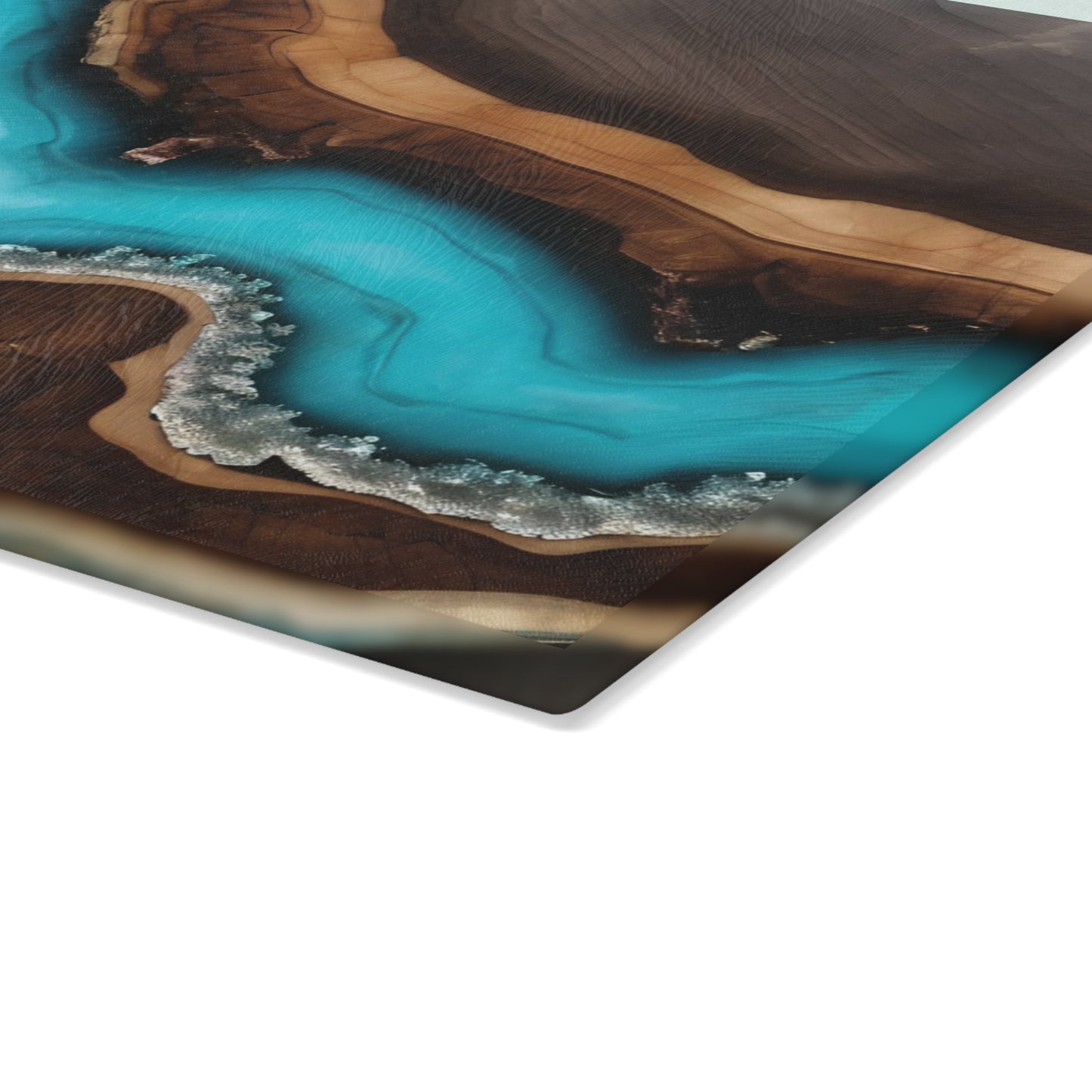 Kitchen Decor Glass Wood-look Image Nature Lover Cutting Board Serving Tray Home Cook Gift Colorful Glass Geode-inspired Charcuterie Board