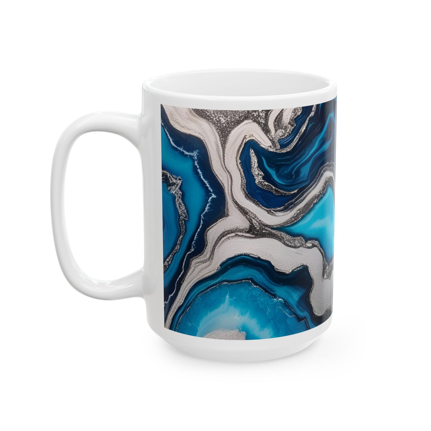 Ceramic Coffee Mug Modern Wave Design Mug Tea Cup Oceanic Swirl Design Salt Life Surfer Beachy Theme Ceramic Mug