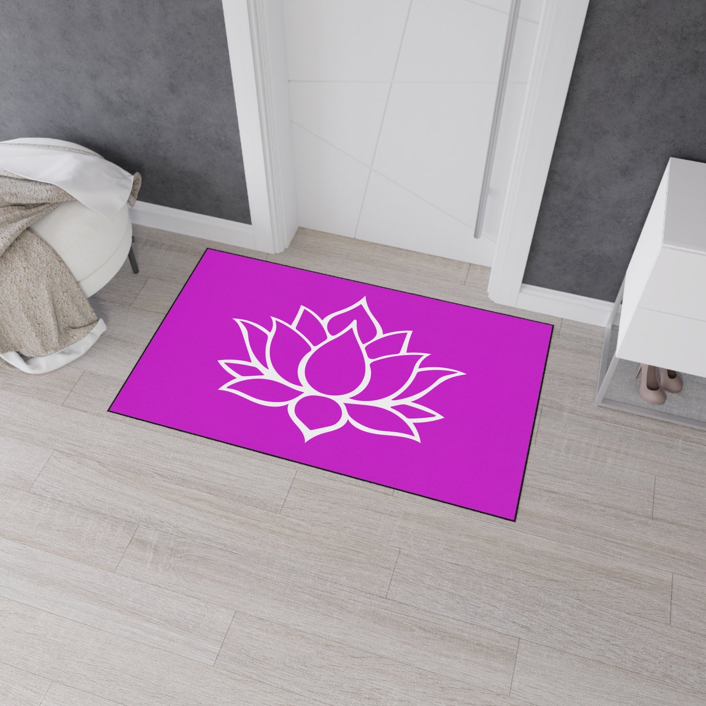 Decorative Heavy Duty Non-Slip Floor Mat Stylish Design Perfect for Entryway Kitchen Décor Pink Lotus Blossom Floral Design Rug Bath Mat