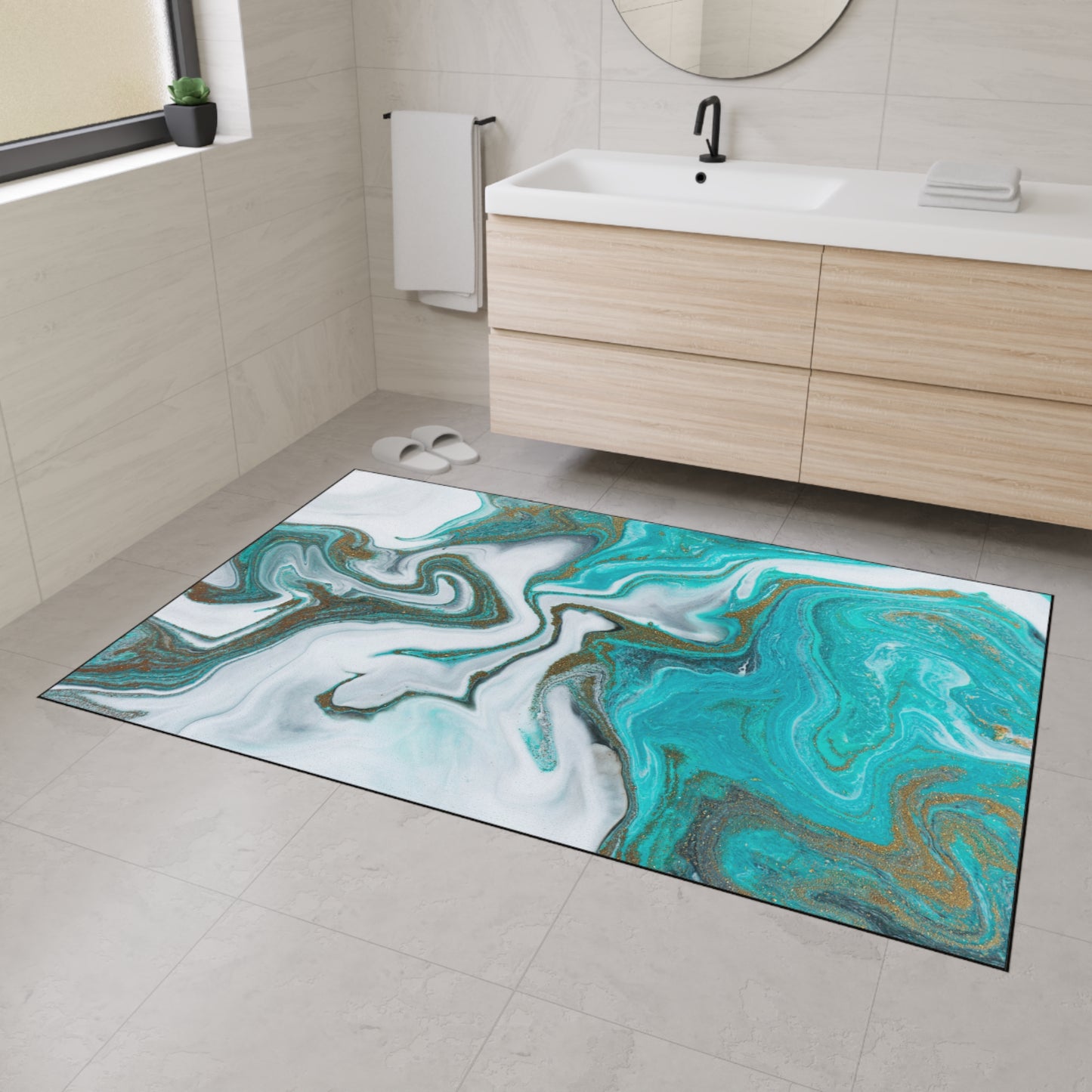Decorative Heavy Duty Non-Slip Floor Mat Stylish Design Perfect for Entryway Kitchen Décor Marble Agate Resin Pattern Rug Bathroom Mat