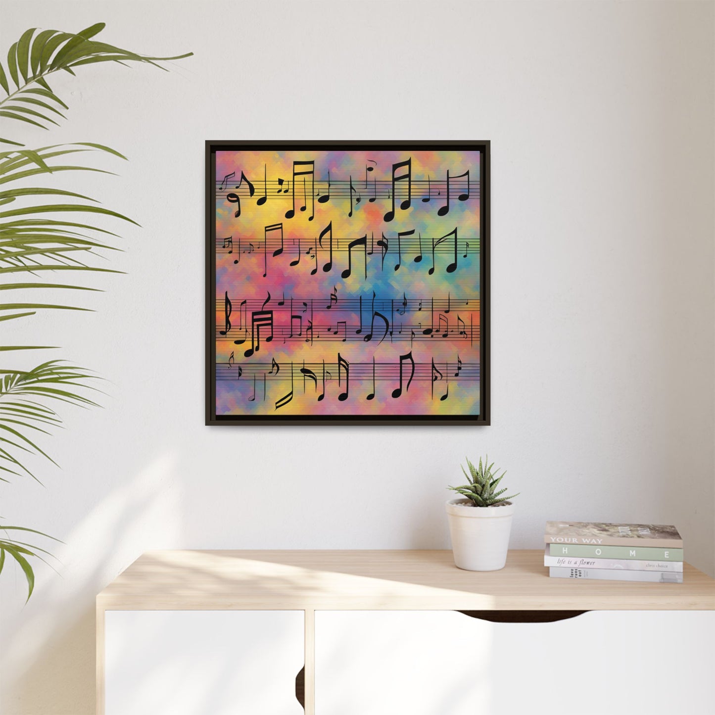 Modern Music-Themed Print Abstract Design Unique Framed Canvas Print Sheet Music Wall Art Music Lover Gift Decor 3 frame colors