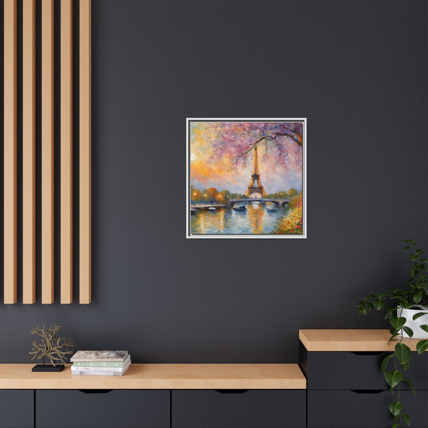 Modern Abstract Eiffel Tower Design Unique Framed Canvas Landscape Wall Art Paris France Gift Nature Lover Gift 3 frame colors