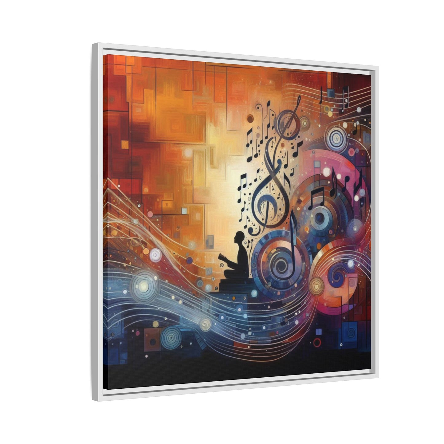 Modern Music-Themed Print Abstract Design Unique Framed Canvas Print Treble Clef Note Wall Art Music Lover Gift Decor 3 frame colors