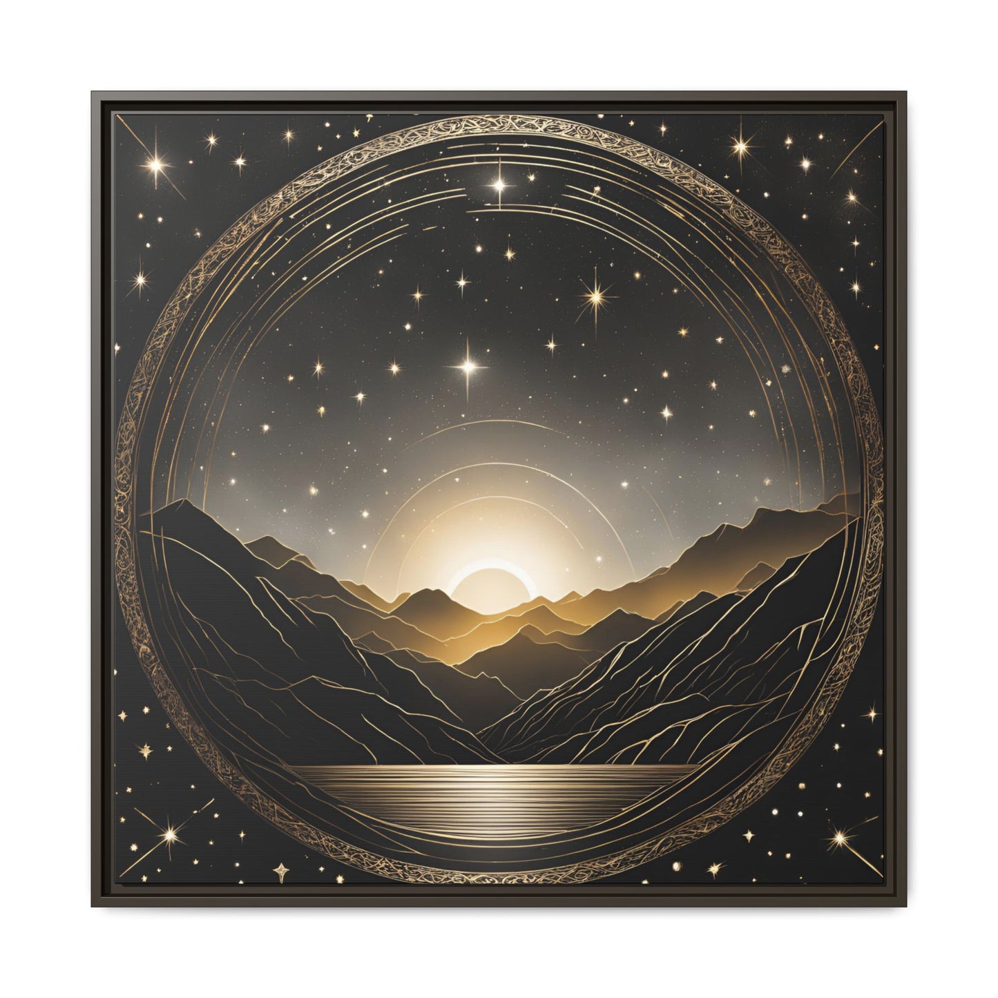 Boho Celestial Design Unique Framed Canvas Wall Art Sun and Stars Astrological Gift Nature Lover Gift Astronomy Gift 3 frame color choices