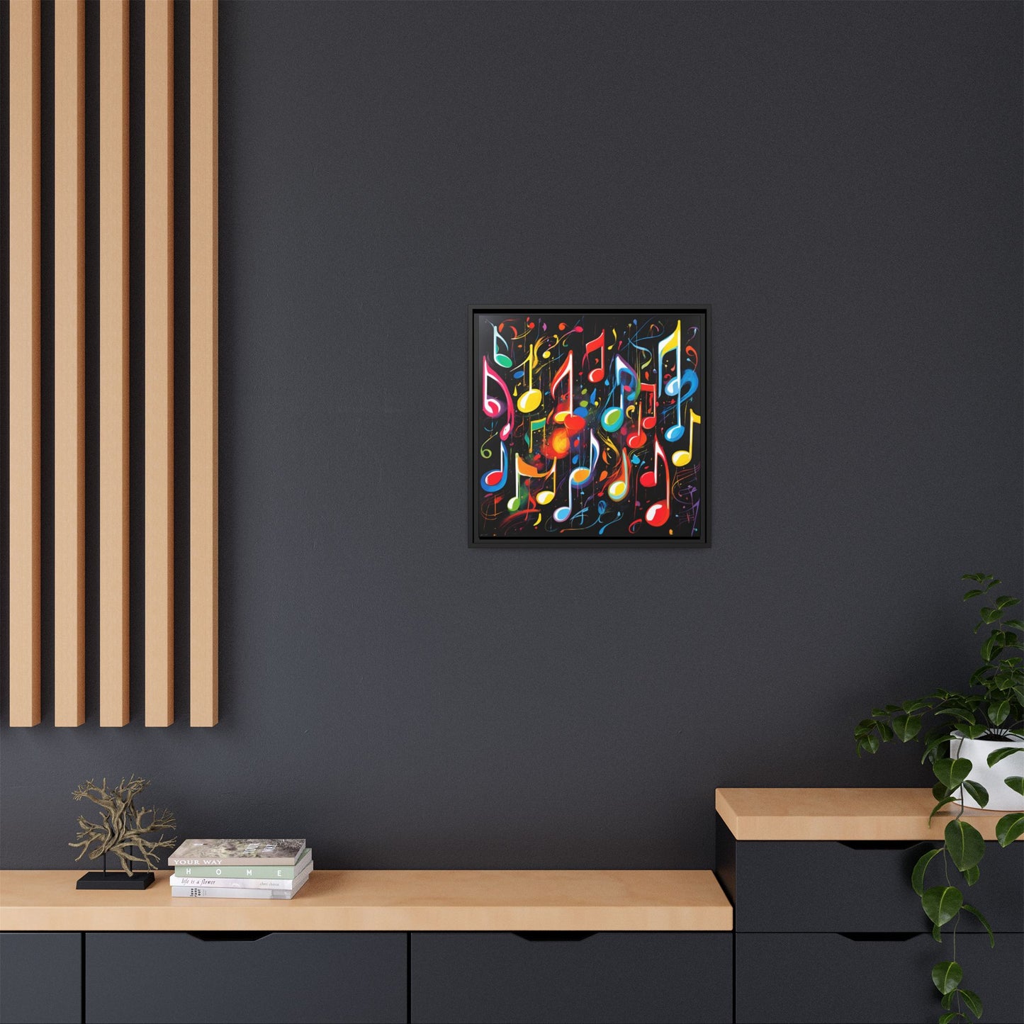 Modern Music-Themed Print Abstract Design Unique Framed Canvas Print Treble Clef Note Wall Art Music Lover Gift Decor 3 frame colors