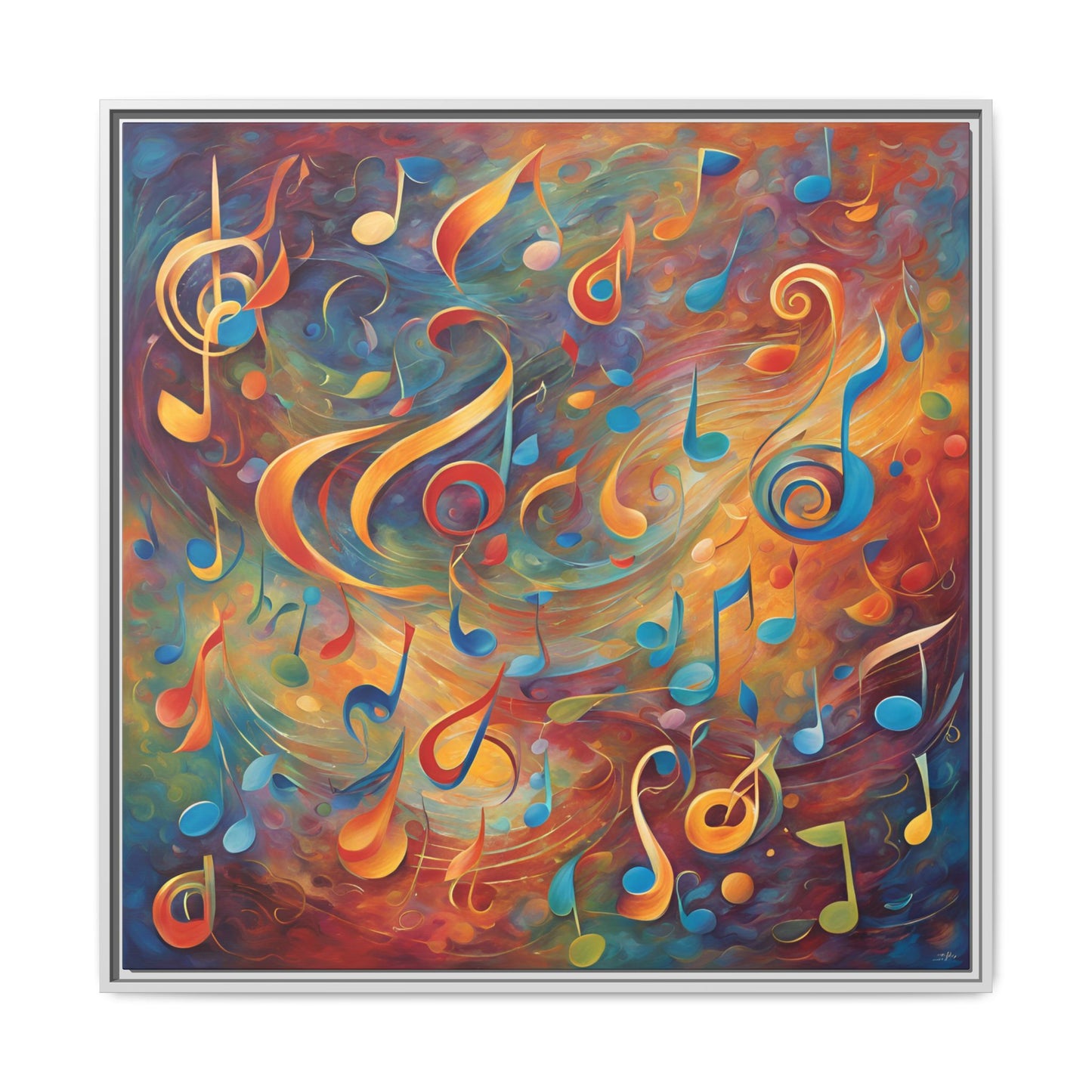 Modern Music-Themed Print Abstract Design Unique Framed Canvas Print Treble Clef Note Wall Art Music Lover Gift Decor 3 frame colors
