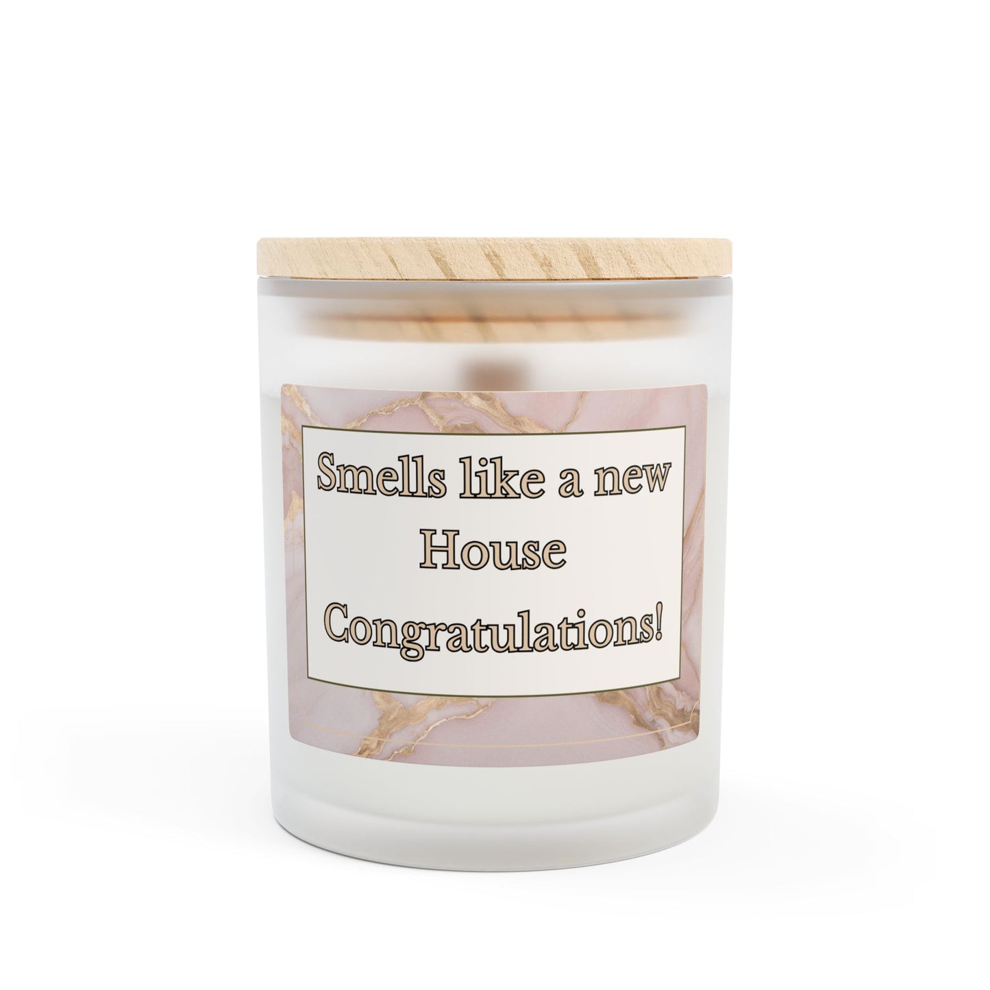 Artisanal Coconut Soy Frosted Glass Candle with Wooden Wick and Raw Maple Lid 11 oz Hand Poured Candle for New Home Owner 50 hrs burn time
