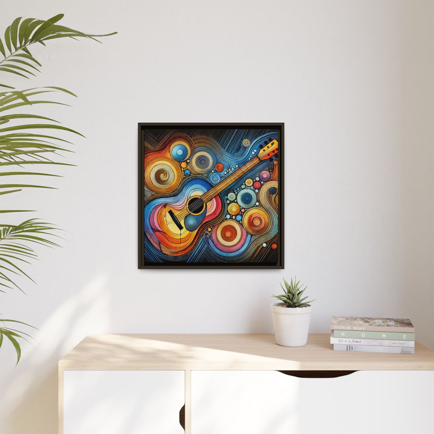 Modern Music-Themed Print Abstract Design Unique Framed Canvas Print Guitar Wall Art Music Lover Gift Decor 3 frame colors