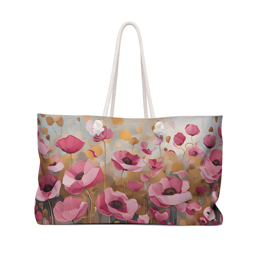 Floral Design Field of Flowers Weekender Tote Floral Grocery Wildflower Shopping Bag Cottage Core Gift Bag Boho Bag Poppy Tote Mom Gift