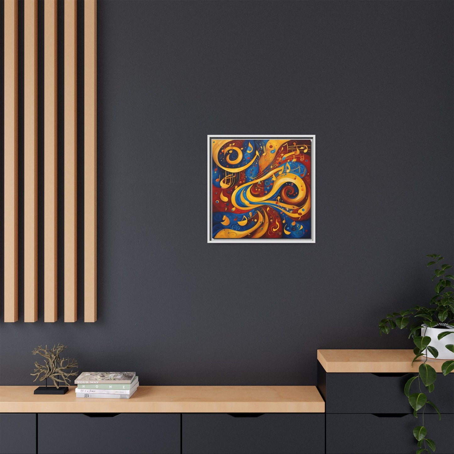 Modern Music-Themed Print Abstract Design Unique Framed Canvas Print Treble Clef Note Wall Art Music Lover Gift Decor 3 frame colors