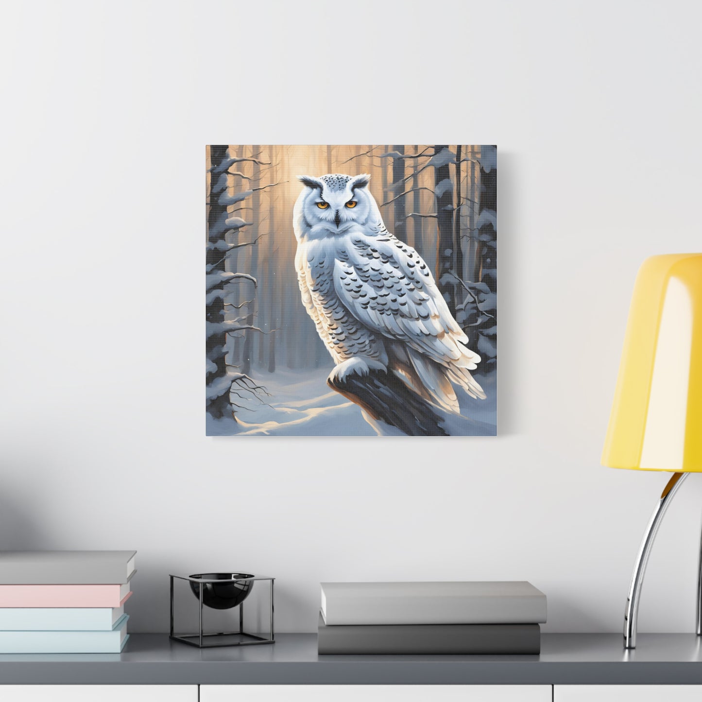Snowy Owl Print Wall Art | Matte Canvas, Stretched, 1.25" | Animal Lover | Winter | White Owl |