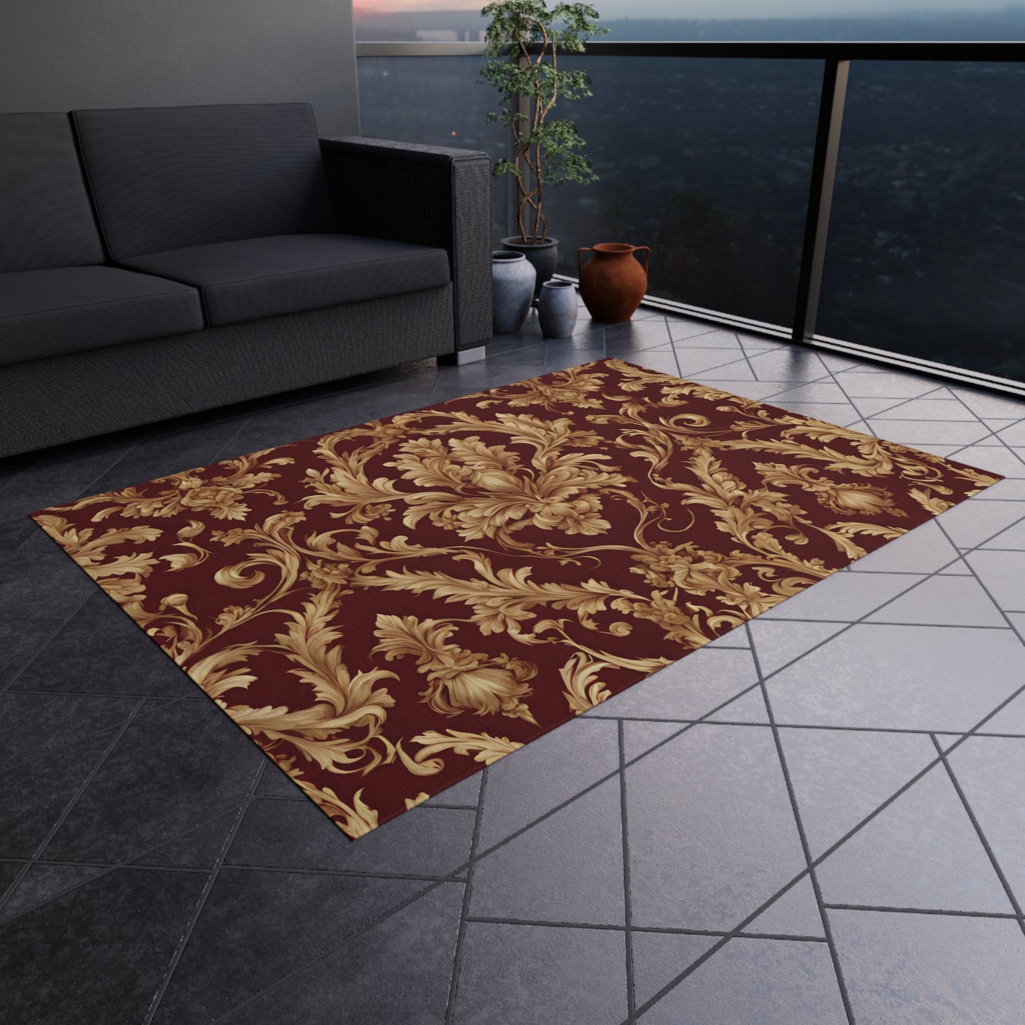 Chenille Outdoor Rug with No-Skid Backing Cozy Outdoor Carpet Patio Decor Gazebo Rug Pool Area Decor Outdoor Kitchen Carpet