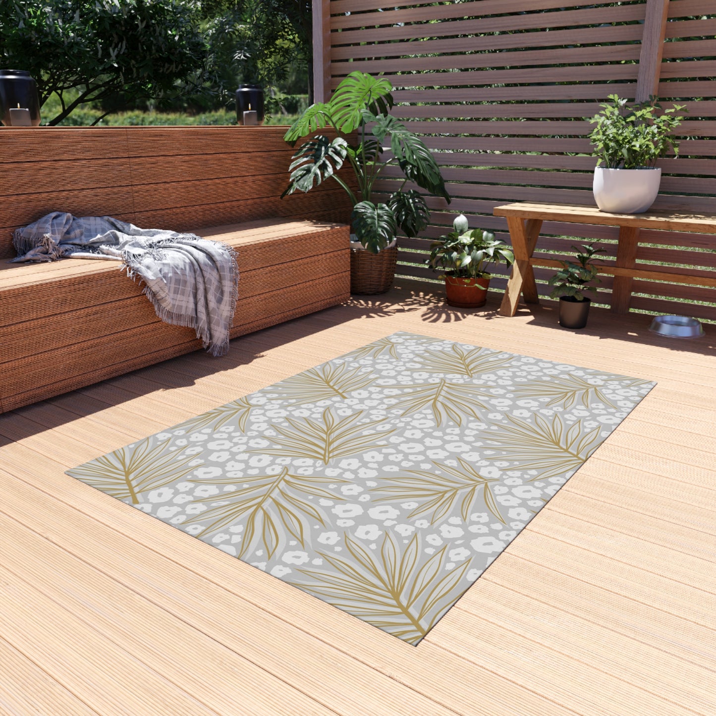 Chenille Outdoor Rug with No-Skid Backing Cozy Outdoor Carpet Patio Decor Gazebo Rug Pool Area Decor Outdoor Damask Pattern Kitchen Carpet