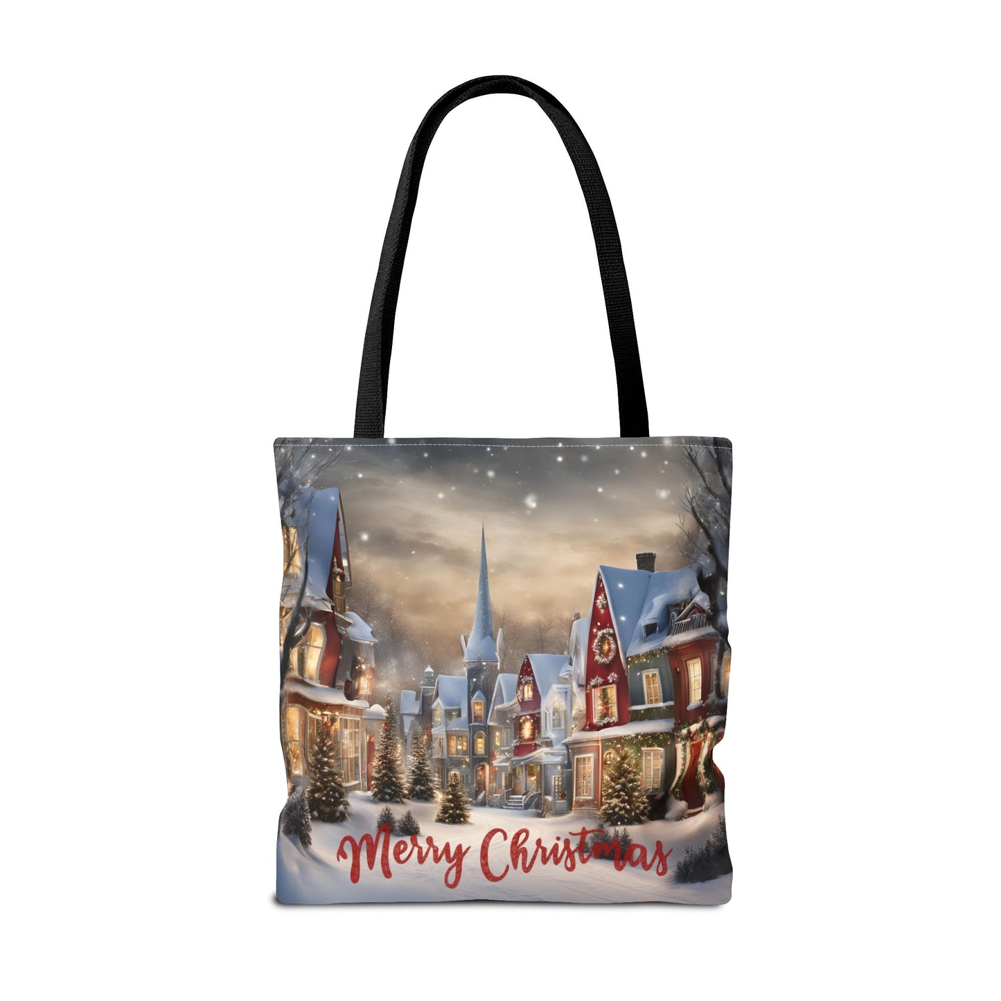 Christmas Tote Bag Holiday Cheer Gift Glam Winter Accessory Reusable Snowy Winter Town Shopping Bag Xmas Joy Gift Unisex Bag for Him Her