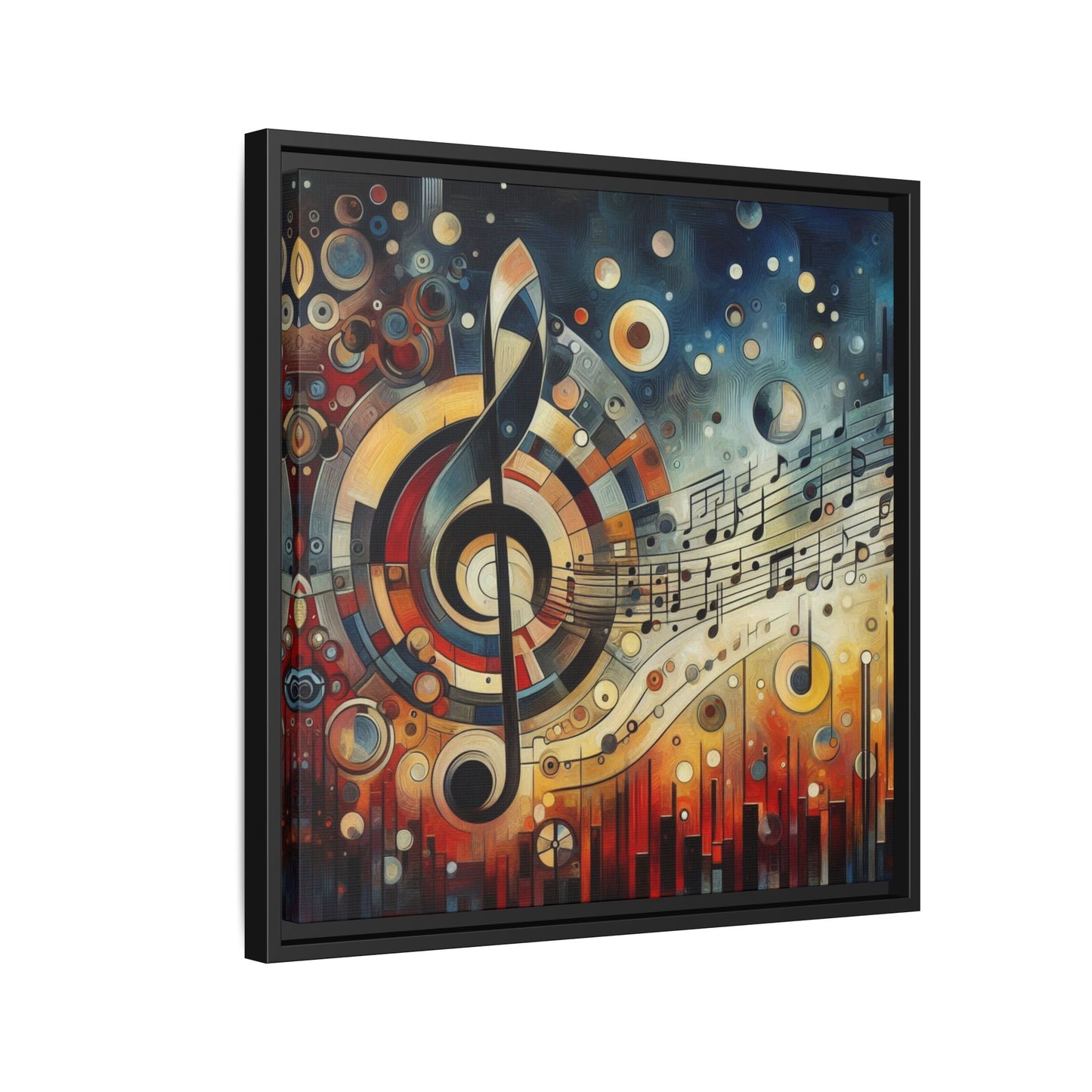 Modern Music-Themed Print Abstract Design Unique Framed Canvas Print Treble Clef Note Wall Art Music Lover Gift Decor 3 frame colors