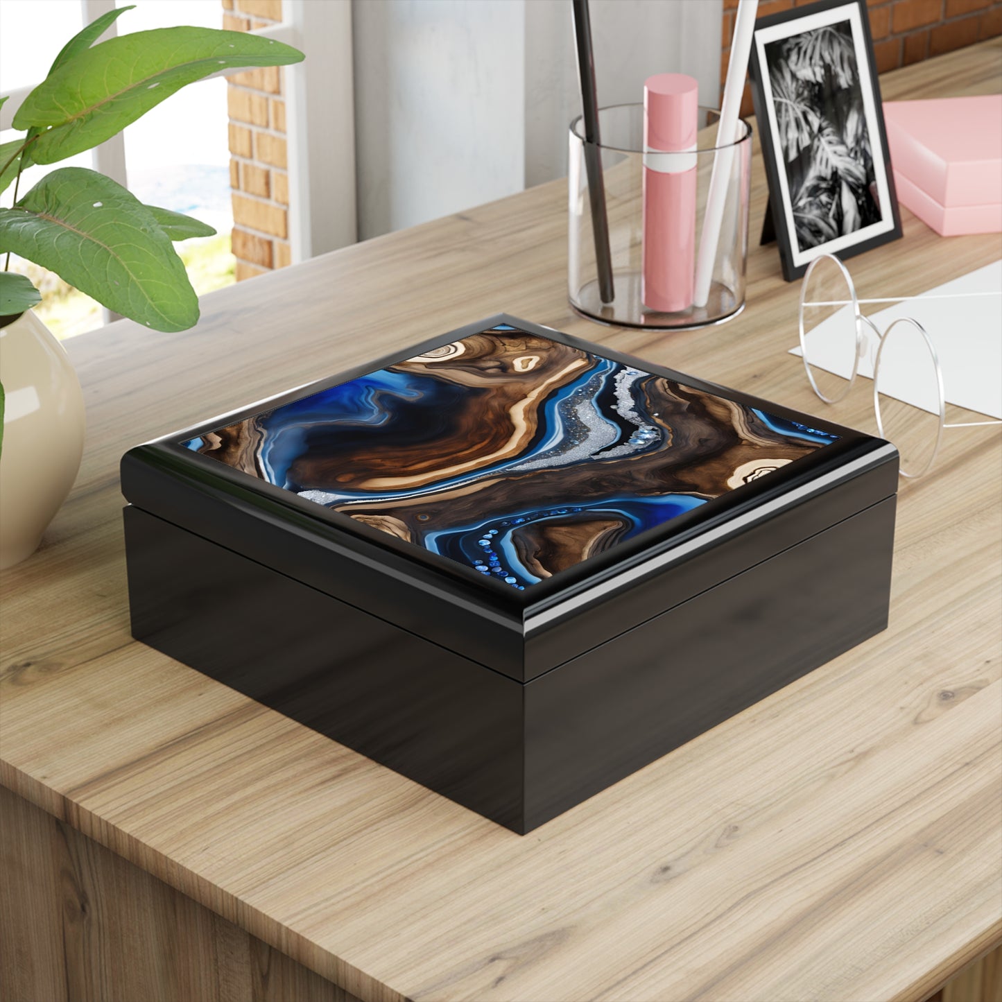 Unique Art Print Design Jewelry Box Trinket Box Bedroom Dresser Decor Vanity Gift Box - 3 colors to choose from